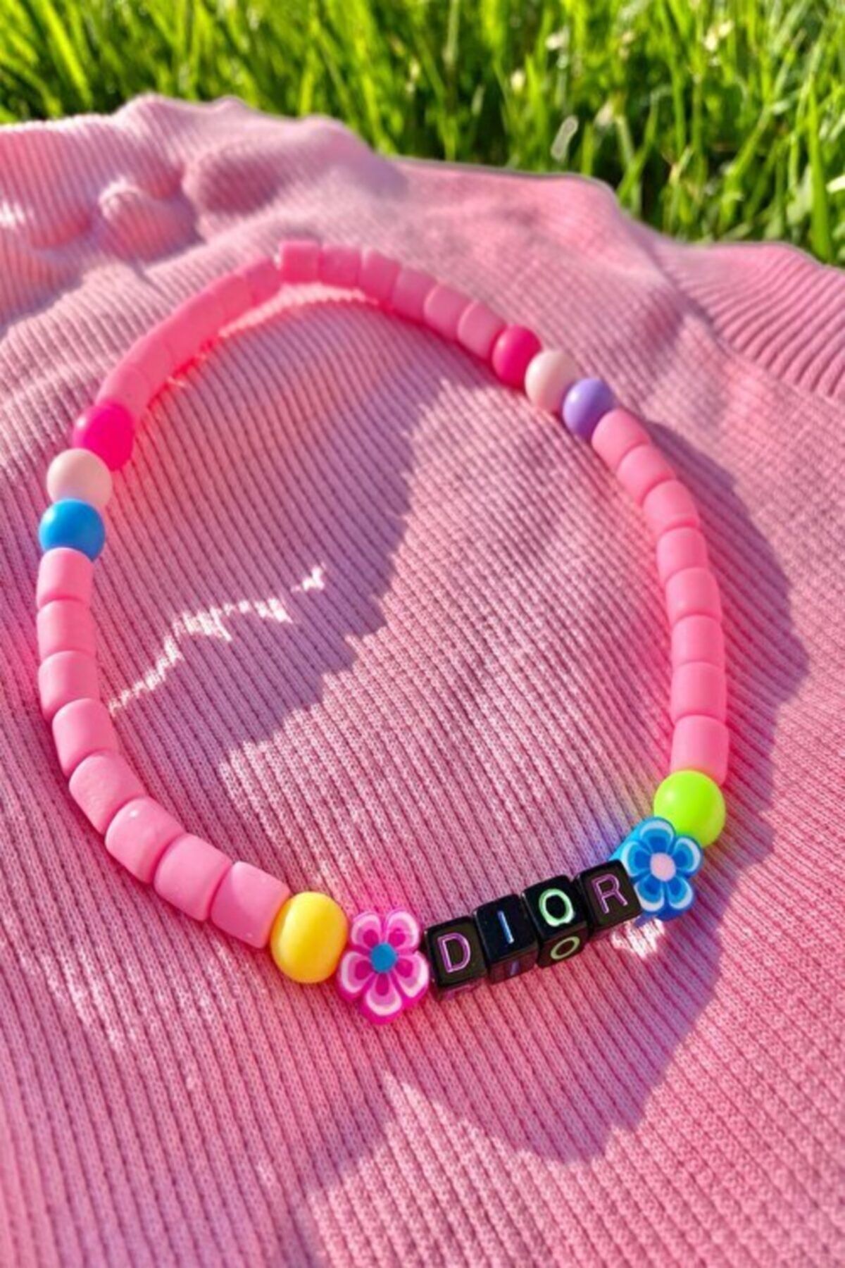 CUCCİOLO Pembe Fimo Kedi Köpek Isimlik Kolye(s-30-35 Cm)