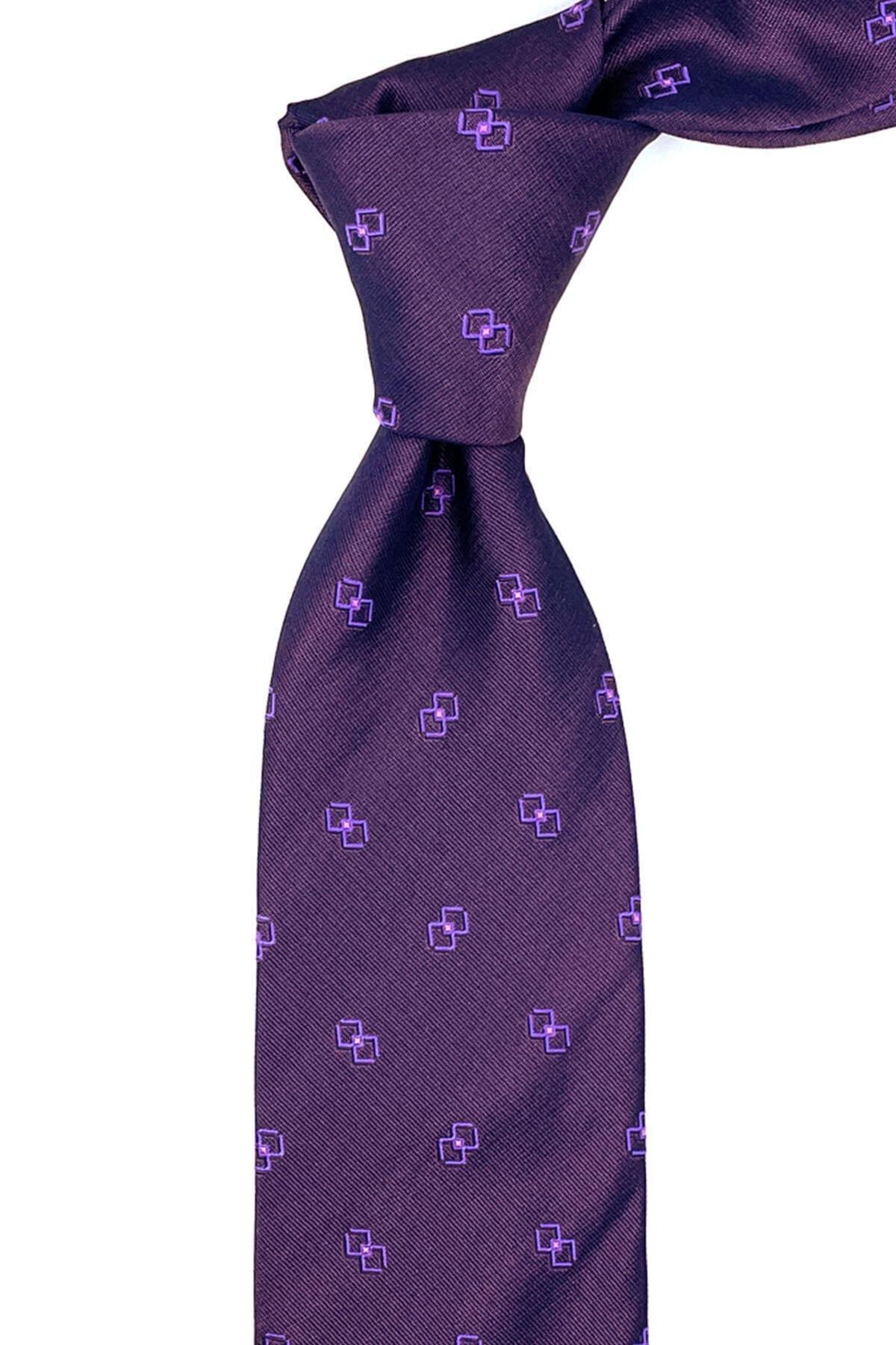Kravatkolik Lazzari Style Mor Küçük Desen İtalyan İpek Kravat Ik954