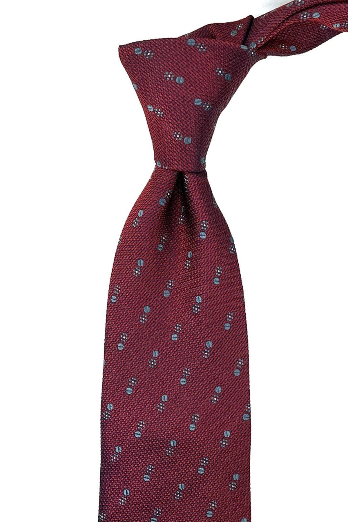 Kravatkolik Barberini Style Bordo Motif Desen İtalyan İpek Kravat Ik965