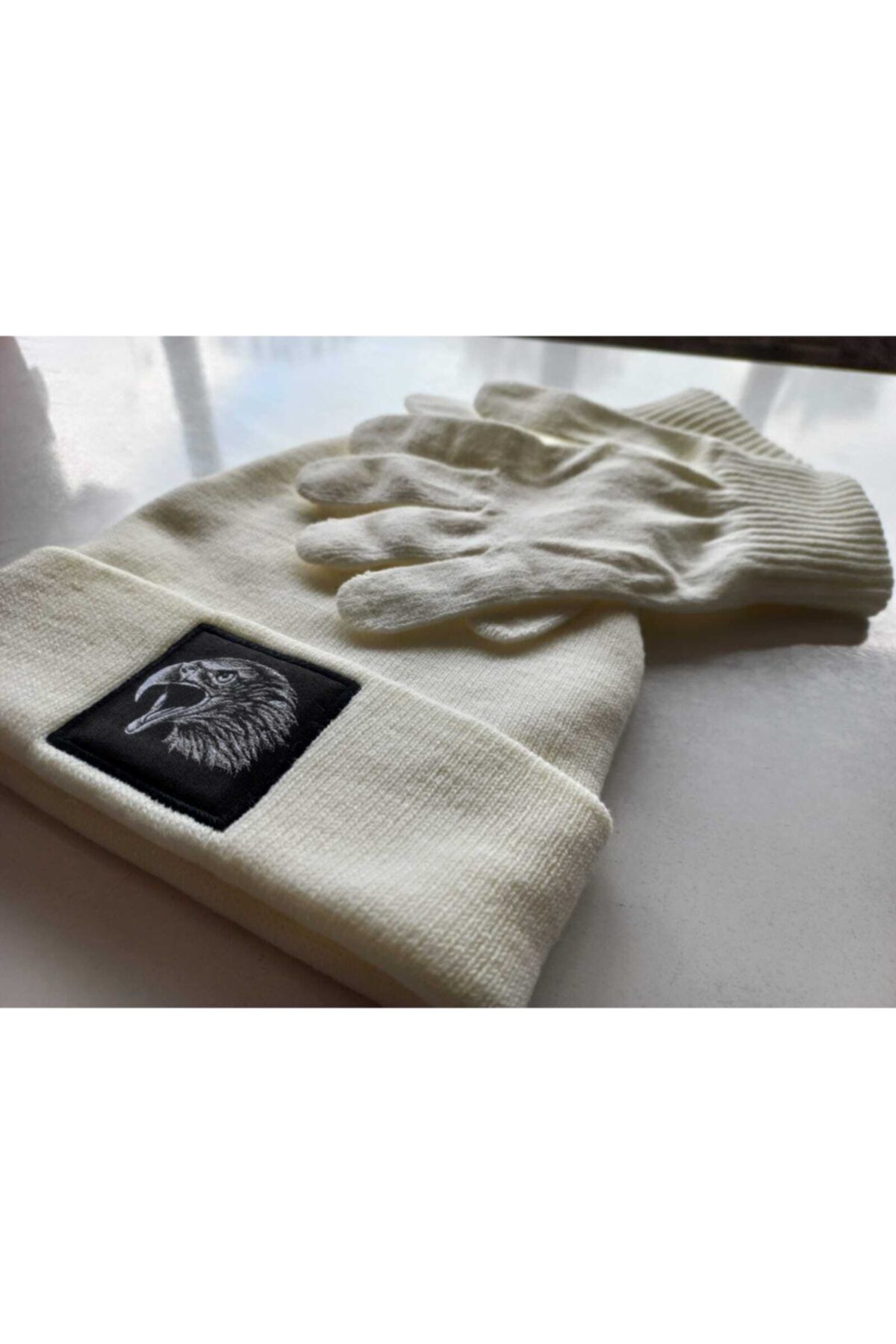 NATUREL Kartal Nakışlı Bere Eldiven Set