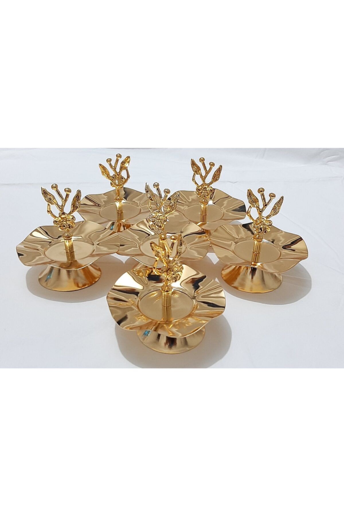 Home & Home Japongülü Lokumluk,sunumluk, Ikramlık Gold Kahve Yanı 6 Adet