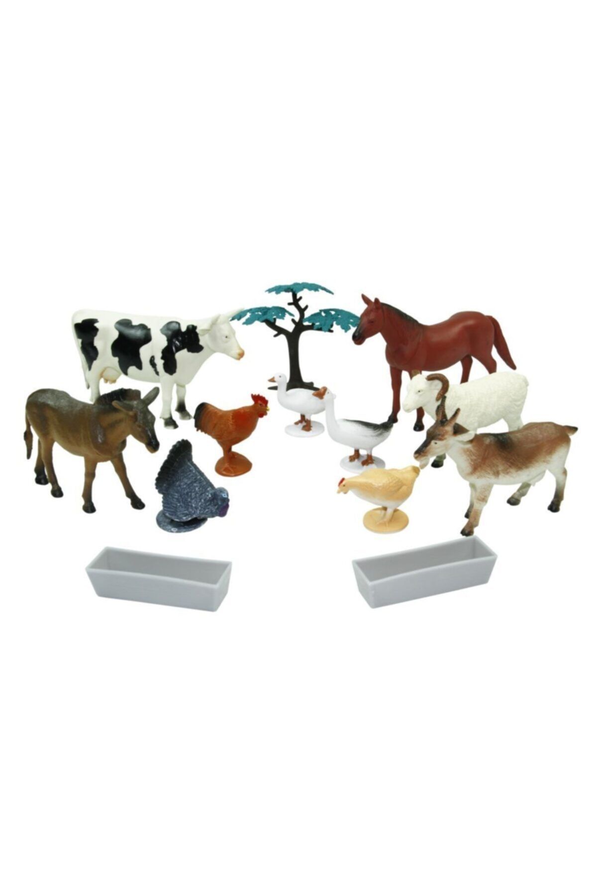 Vardem 23 Cm Kovada 13 Parça Çiftlik Hayvanları Seti Oyuncak Çiftlik Hayvanları Set Inek At Horoz Tavuk At