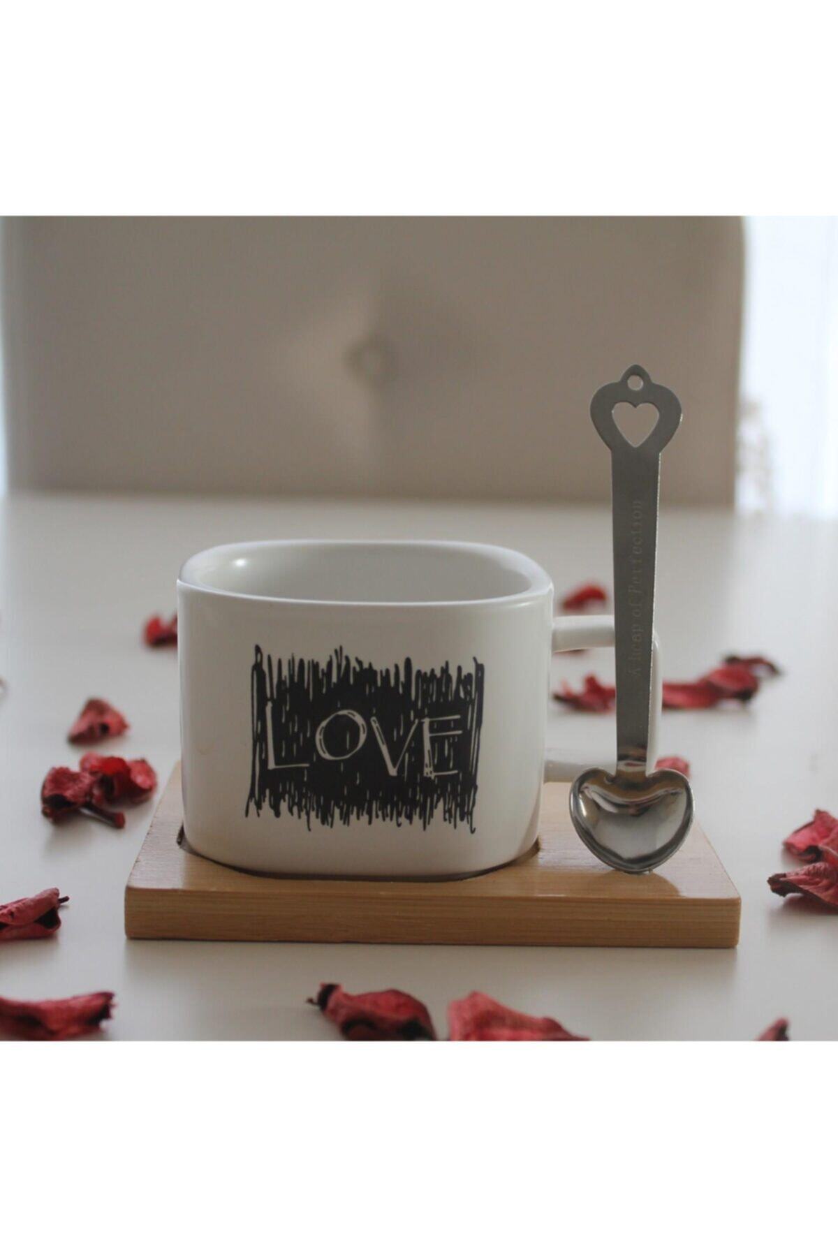angel store Love Mıknatıs Kaşıklı Kahve Fincanı 200 Ml