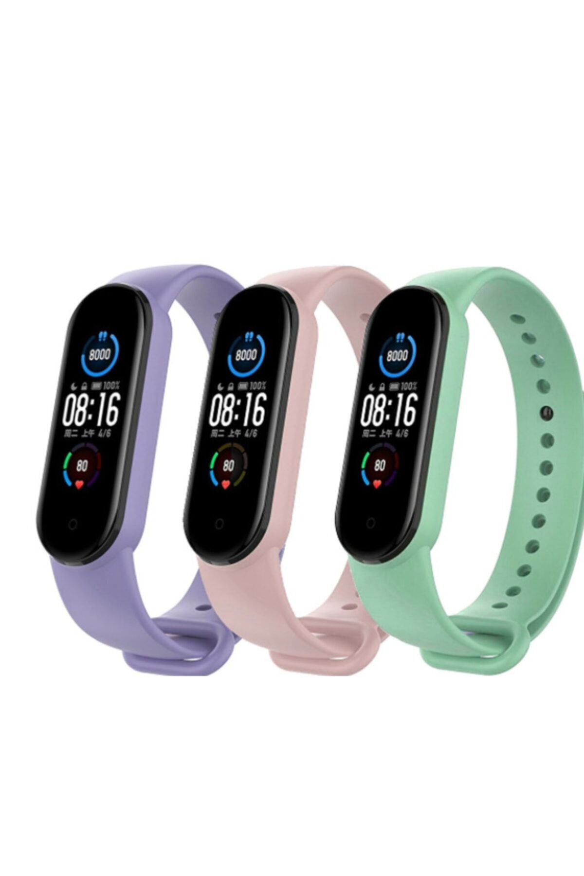 Tiegem Mi Band 5/6 3 Lü Set Kombineli 3m Kordon Lilamintyesillansmanpembesi Sadece Kordondur.