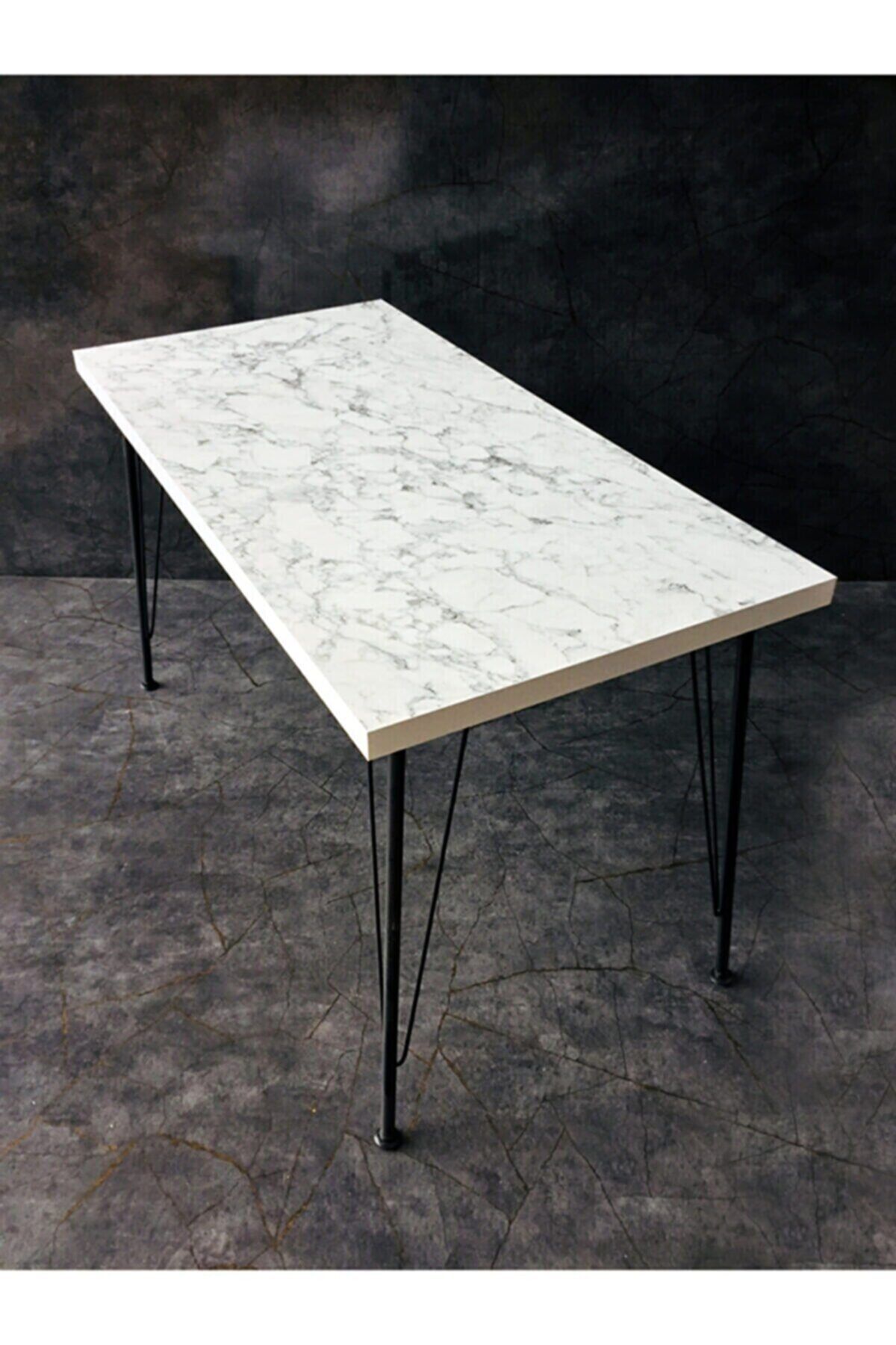 ASLANSTORE Beyaz Mermer Desen Mutfak Masa 60x110
