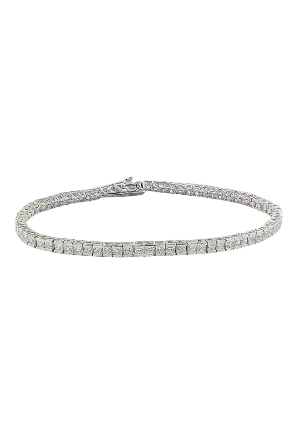 Derinyol Baget Taşlı Rodyum Kaplama Gümüş Su Yolu Bileklik