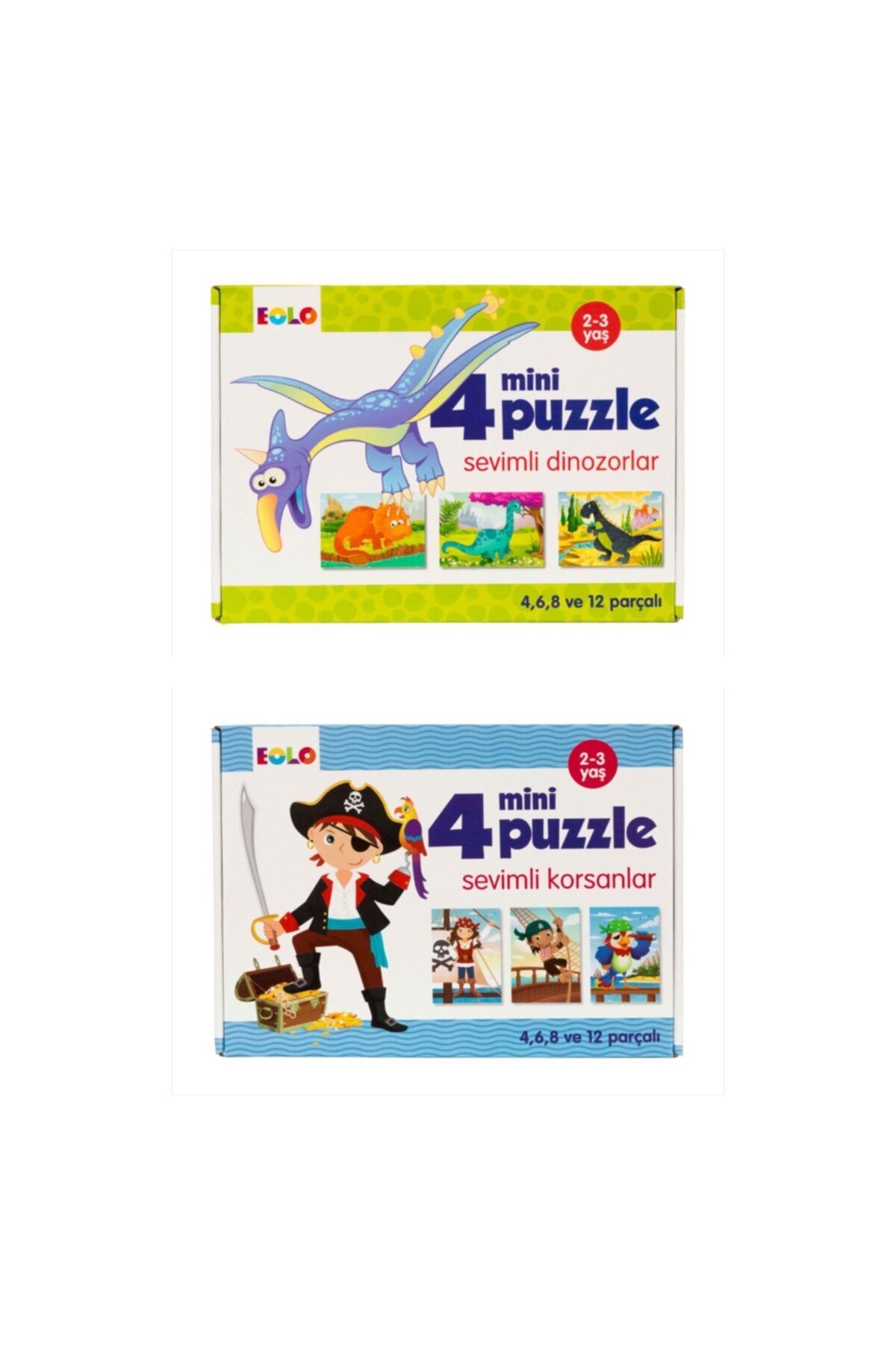 Eolo 4 Mini Puzzle Sevimli Dinozorlar/sevimli Korsanlar