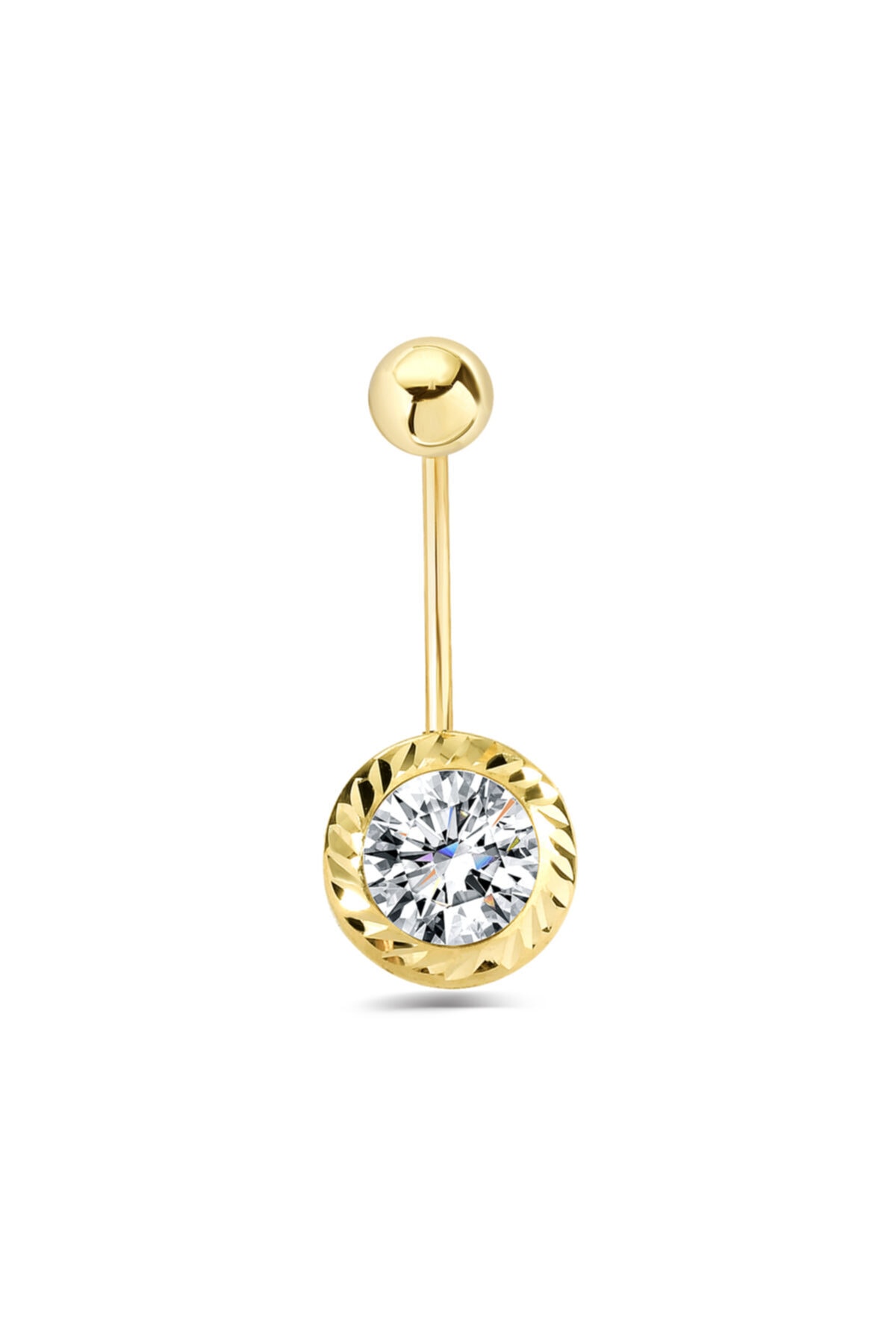 Tual Diamond 14 Ayar Sıvama Montür Tektaş Altın Göbek Piercing