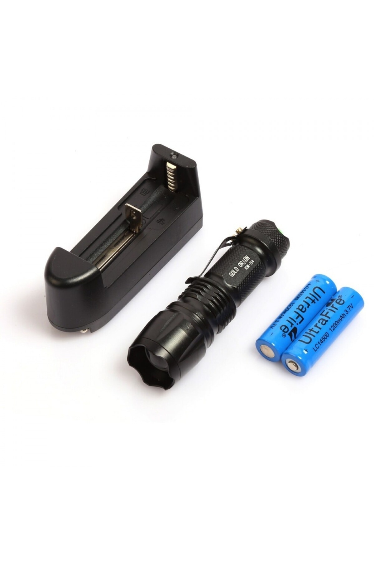 DREAM VEGA Gold Orion Km-84 Şarjlı Zoomlu Metal El Feneri Kemer Klipsli