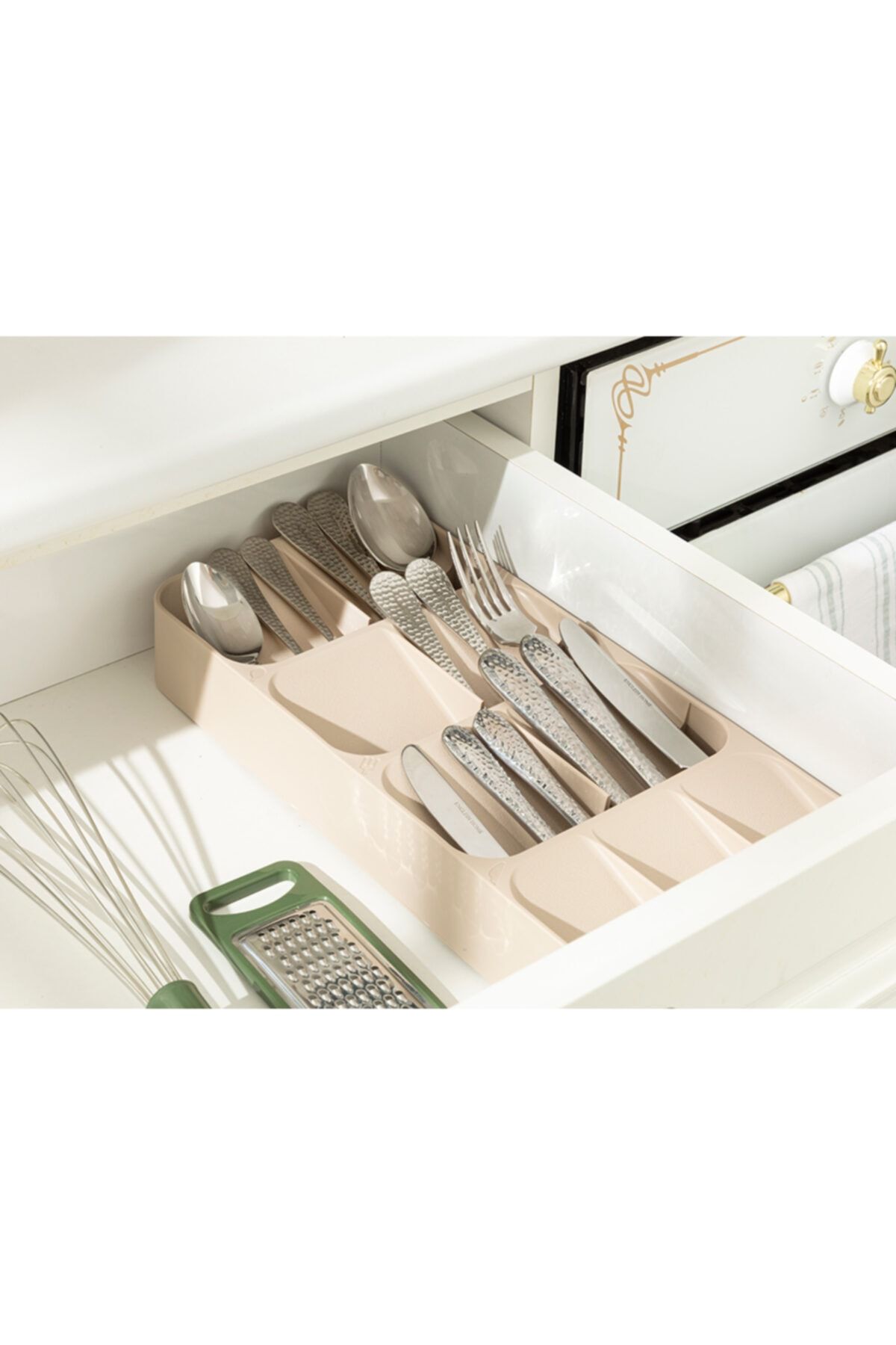 English Home Basic Plastik Çekmece Düzenleyici 39x14x7,3 Cm Koyu Bej