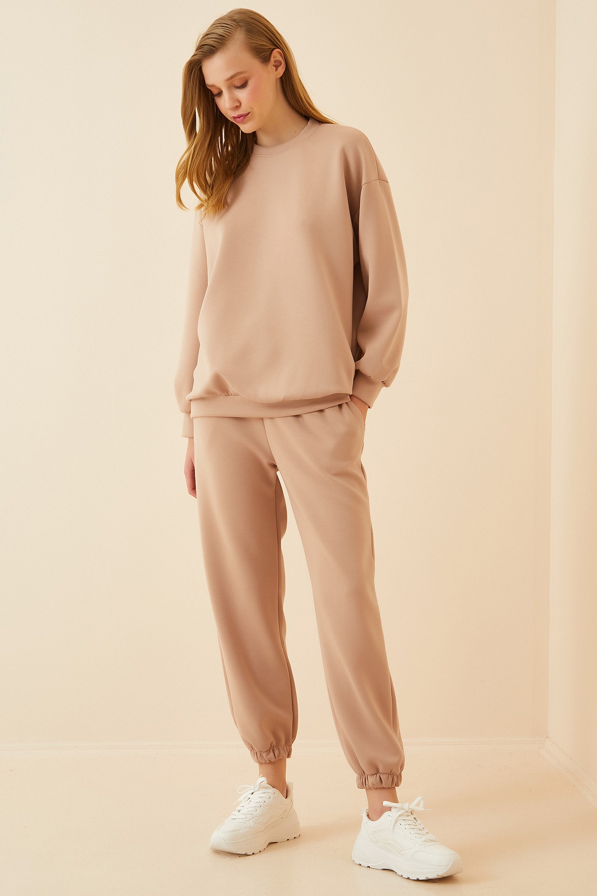 Happiness İst. Kadın Krem Oversize Basic Eşofman Takımı  FN02930