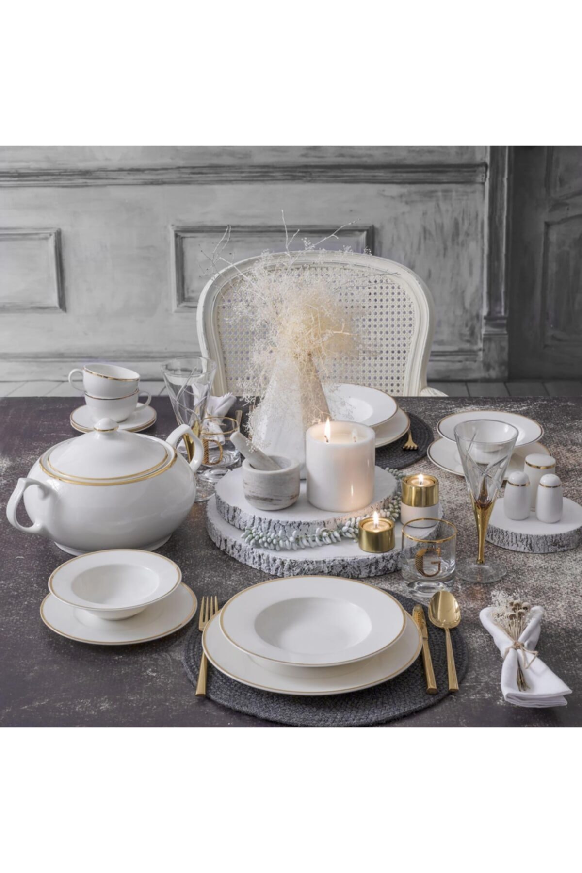 Güral Harika 85 Parça Yemek Takımı Altın File