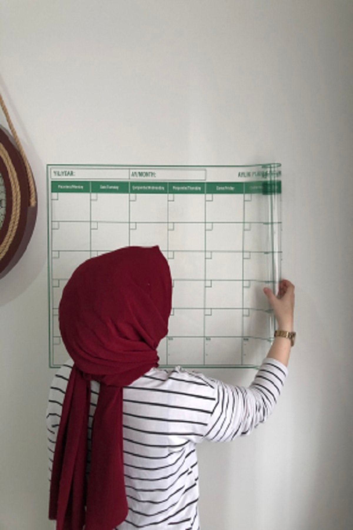 Tutunabilir Kağıt Aylık Planlayıcı Takvim Akıllı Kağıt Tahta Yazı Tahtası + Kalem Duvara Cama Tahtaya Uygulanır