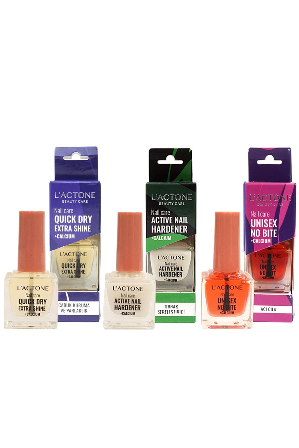 L'ACTONE Nail Care Unisex No Bite + Calcium Acı Cila&tırnak Sertleştirici&çabuk Kuruma Ve Parlaklık