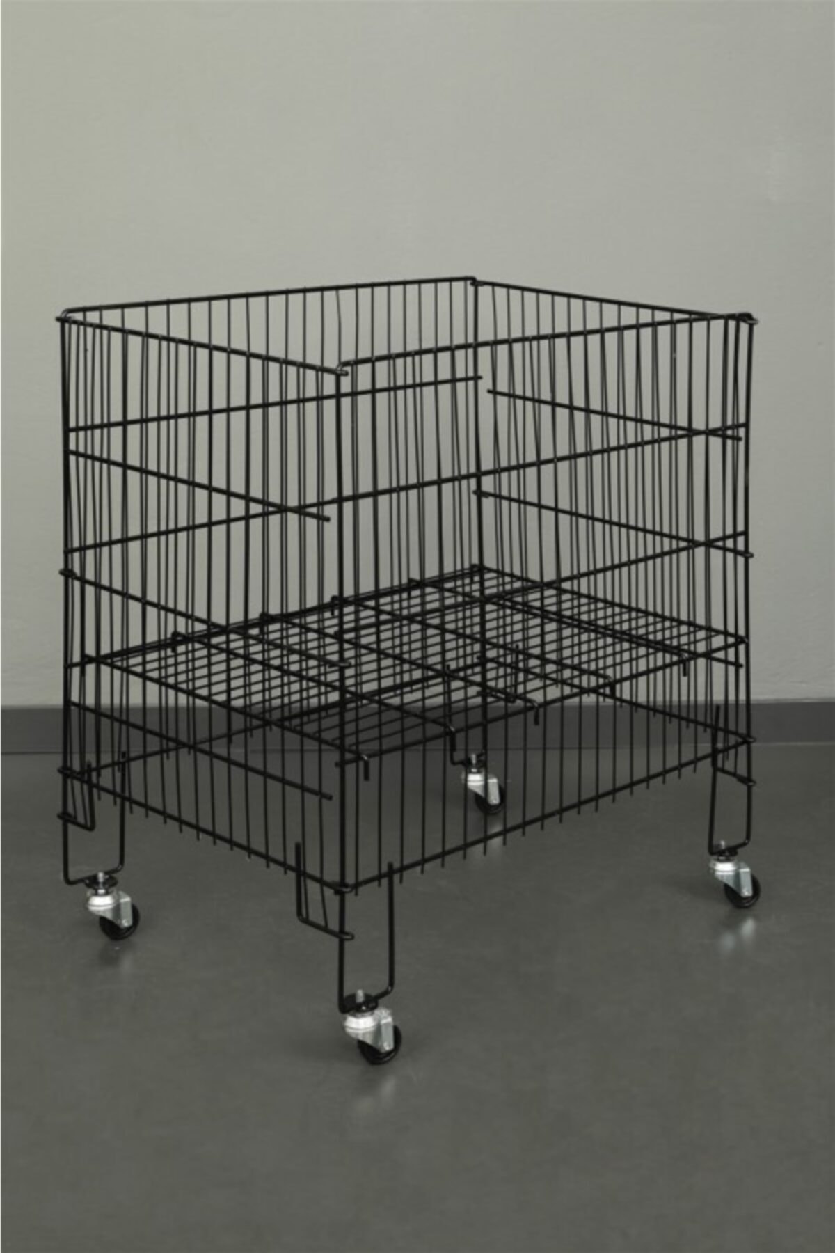 Modern Raf 53*80 Katlanır Tekerlekli Siyah Sepet