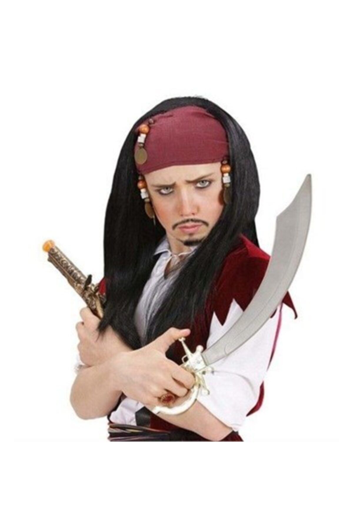 angel store Parti Aksesuar Jack Sparrow Korsan Peruk Bandanalı