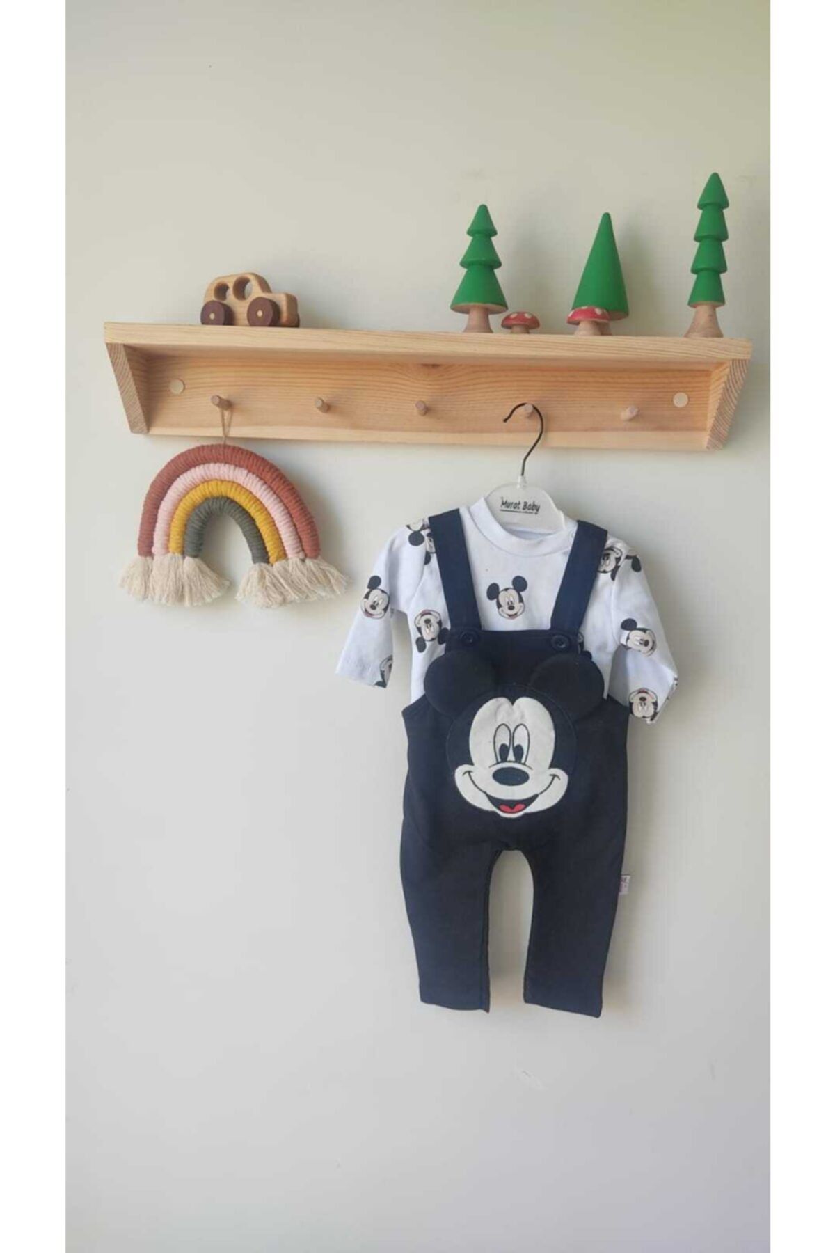 By Murat Bebe Mickey Mouse Detaylı Unisex Badili Bahçıvan Takım