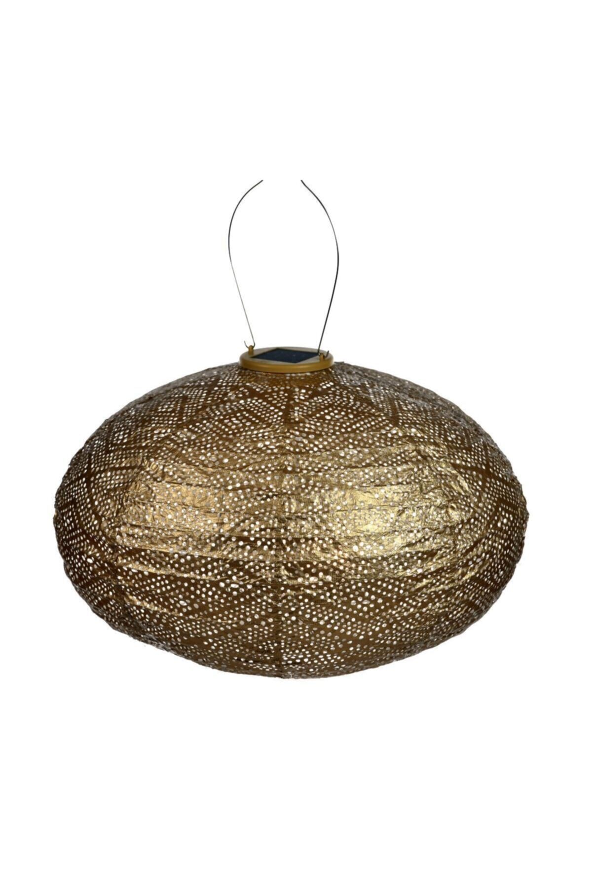 Via Gardenia Ikat Altın Sarısı Oval Solar Fener 40cm