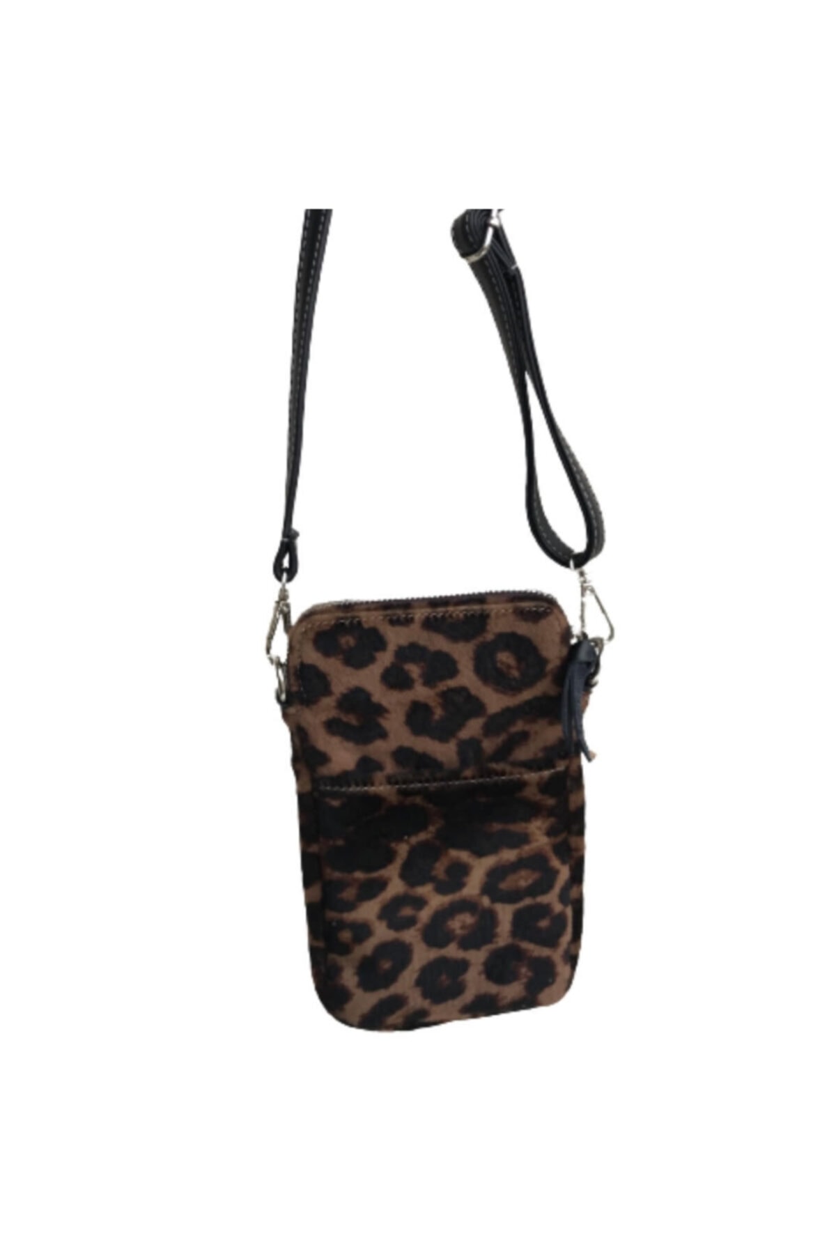 Pinkylola Design Mini Messenger Model Leopar Tüy Baskılı Hakiki Deri Askılı Çanta