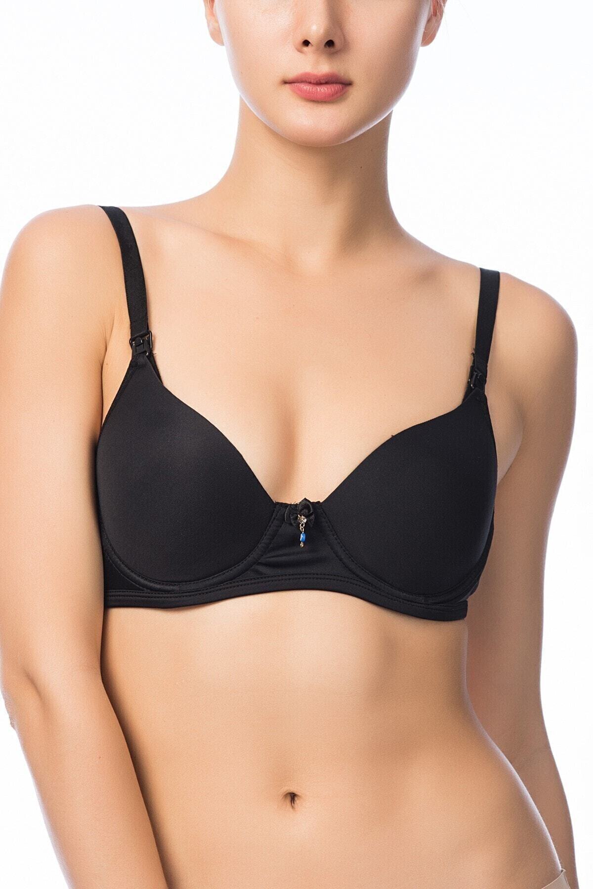 EliteWomans Kadın Siyah Cup'lı Emzirme Sütyen 3628