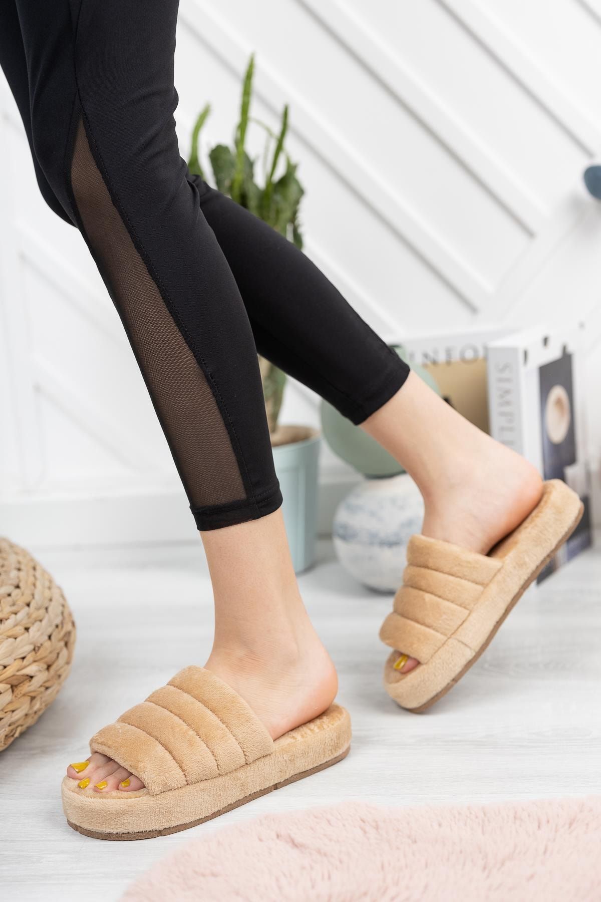 Moda Frato Smt-01 Açık Kadın Ev Terliği Kışlık Terlik