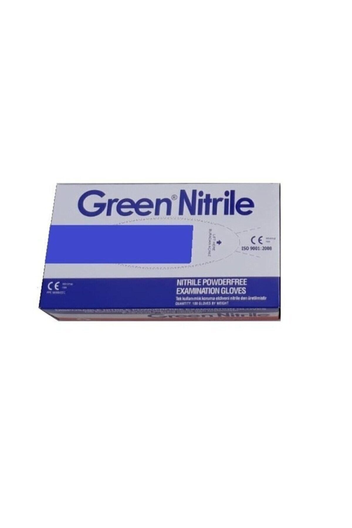 Green Nitril Mavi Pudrasız Muayene Eldiveni Orta Boy M 100 Ad