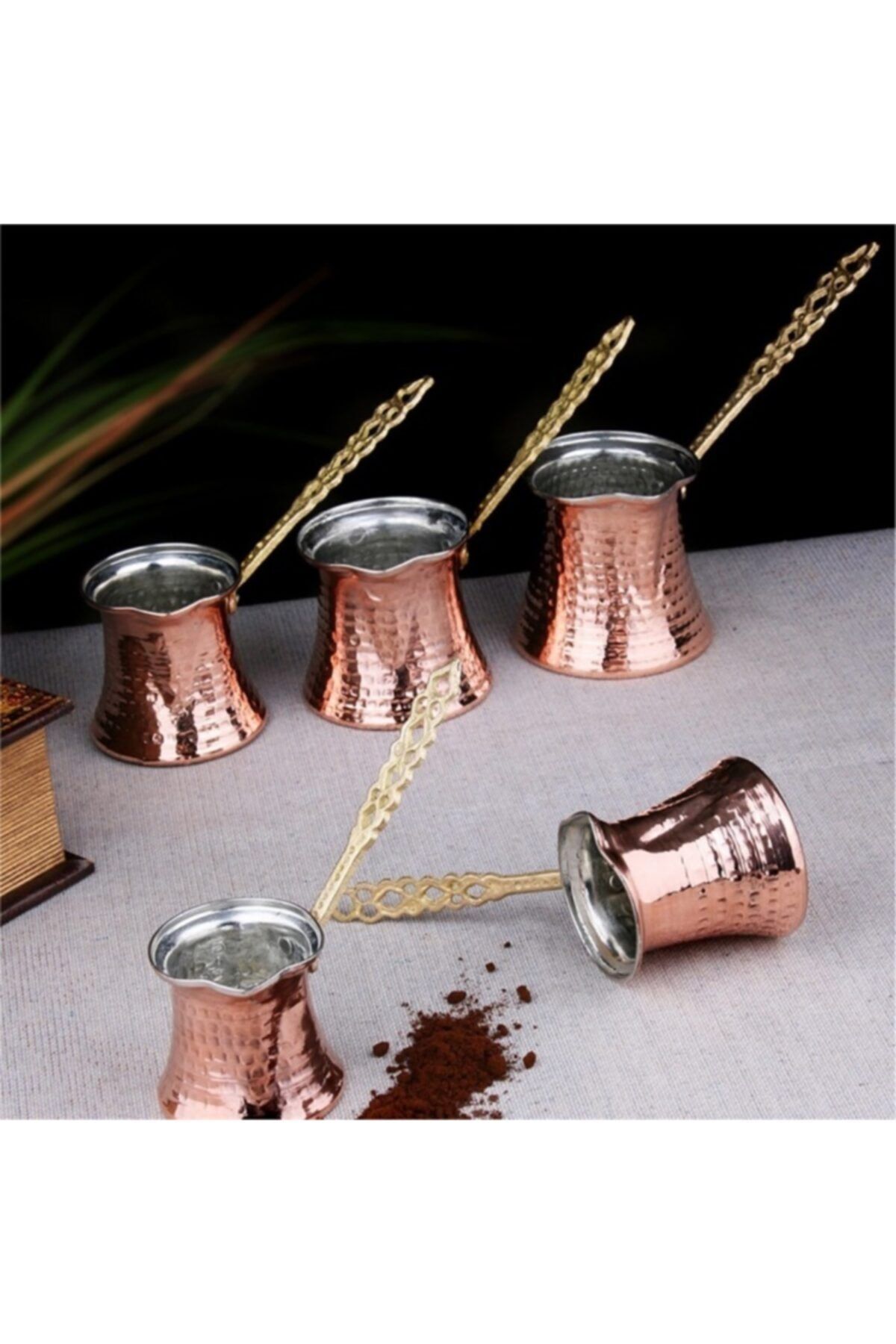 Farilya Concept Bakır Cezve Seti, Cezve Takımı 5'li Paket 5 Farklı Boy