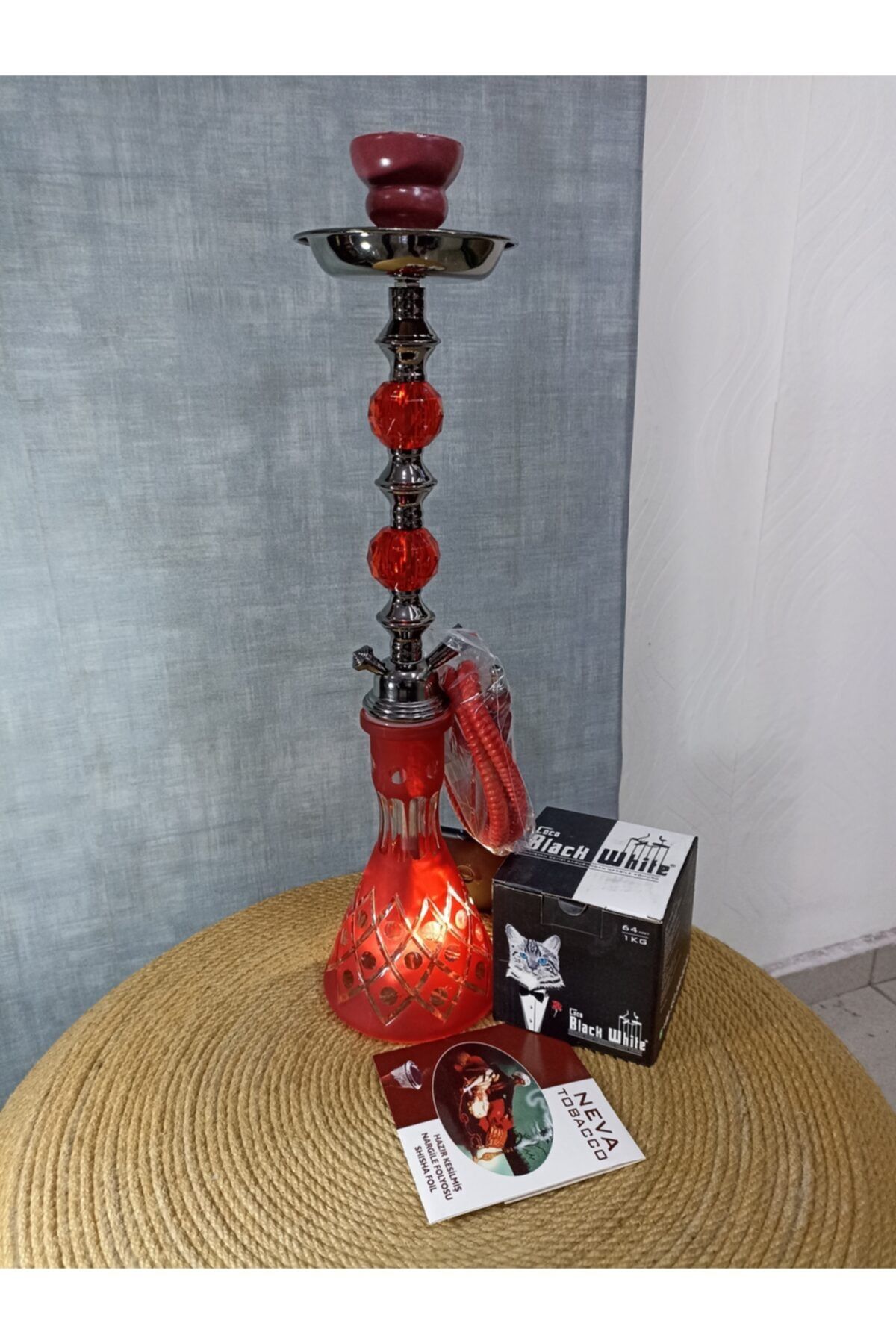 ORJİN TOBACCO Ithal Nargile Takımı Full Set 55cm Boy Kırmızı Renk