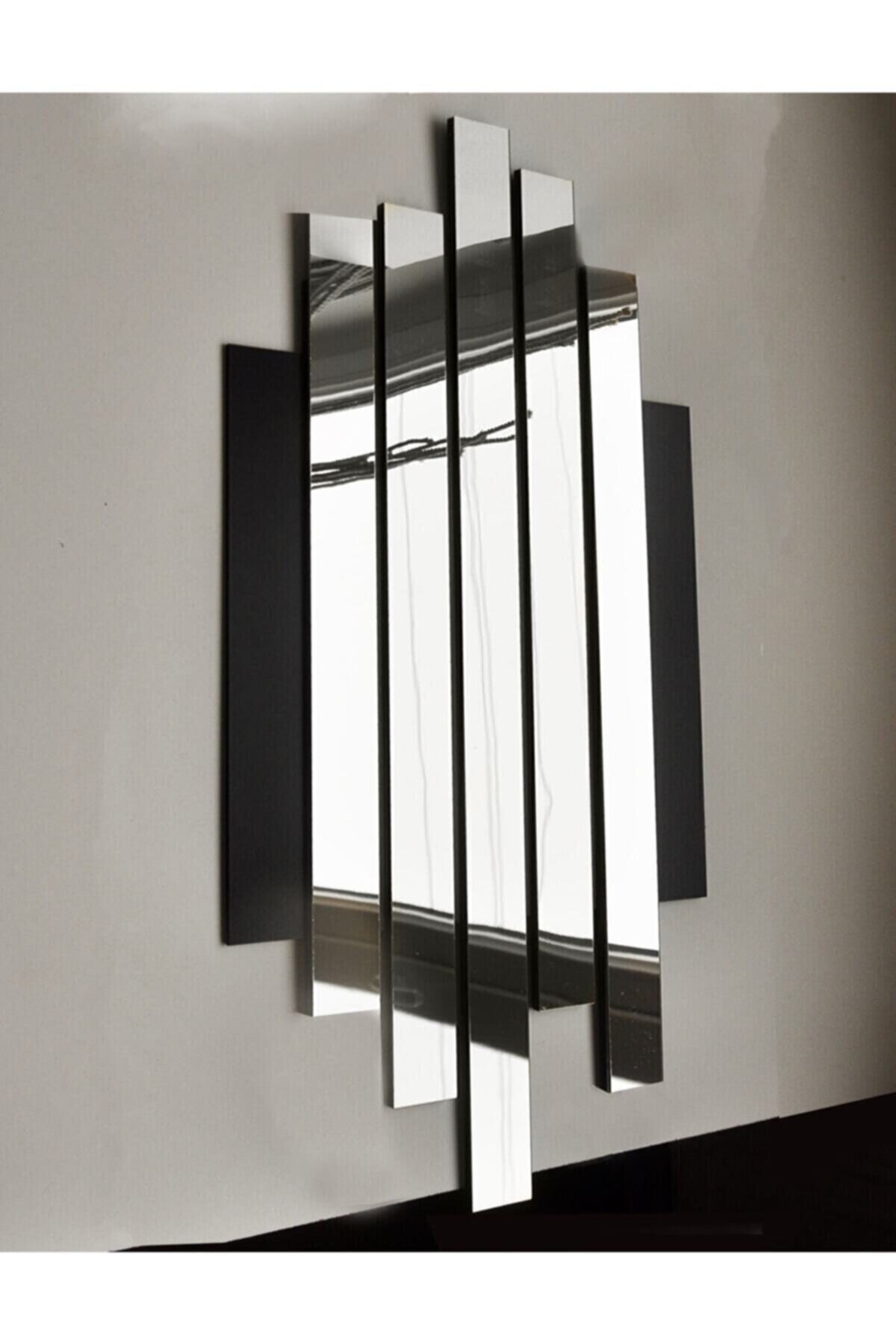 mavimodahome Mdf Üzeri Aynalı Pleksi Asimetrik Tablo Siyah Gümüş