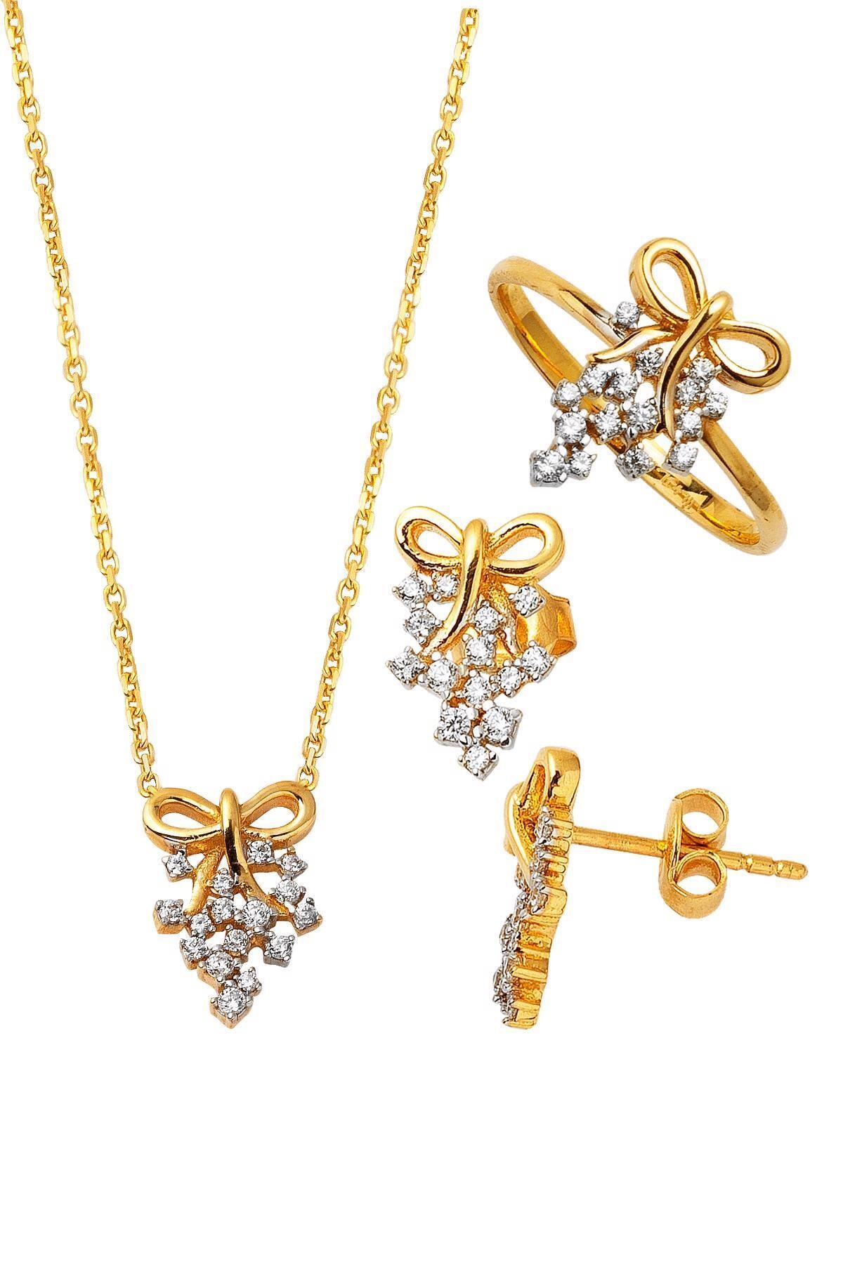 Bilezikci Bergüzar 3'lü Altın Takı Seti