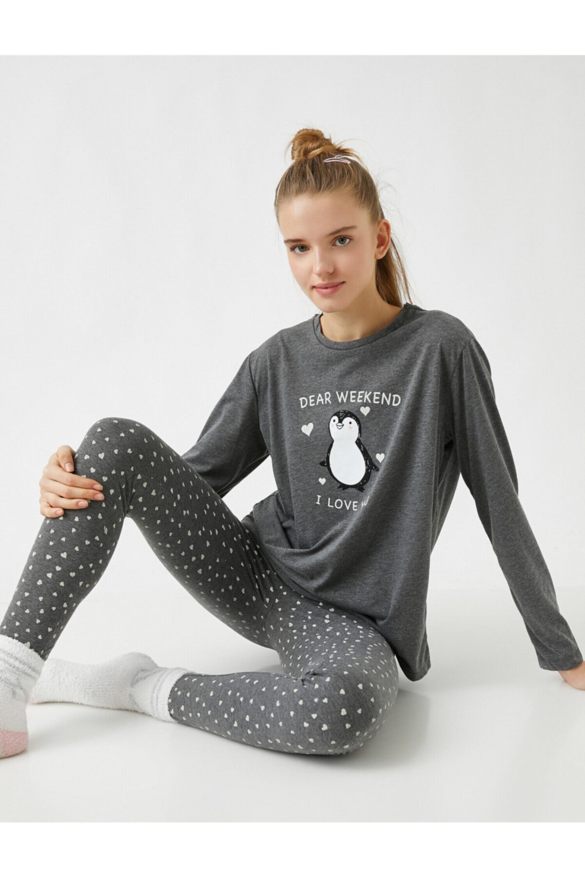 Koton Baskılı Uzun Kollu Pijama Takımı
