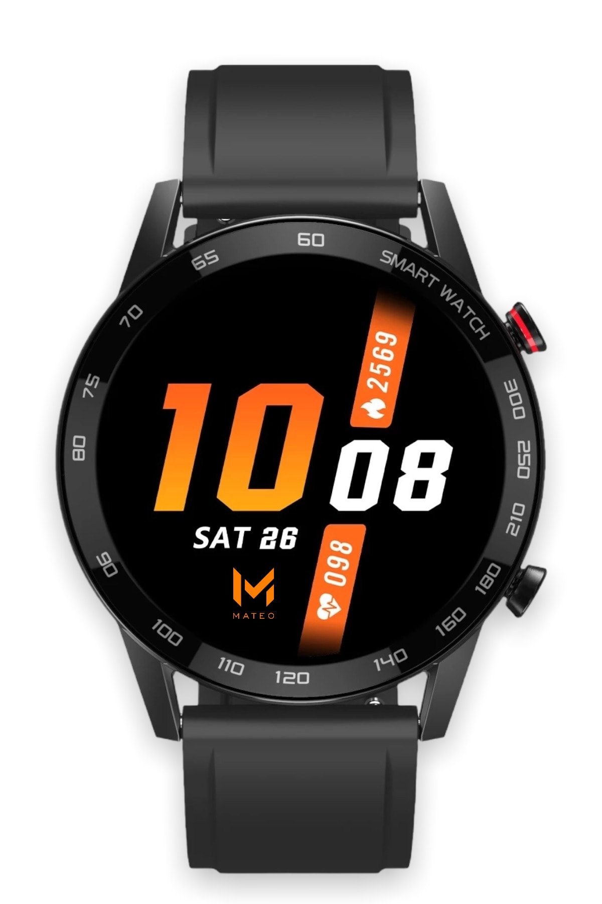 MATEO Akıllı Saat Mdt 95 Smartwatch Ios Androıd Uyumlu Siyah Kauçuk Kordon