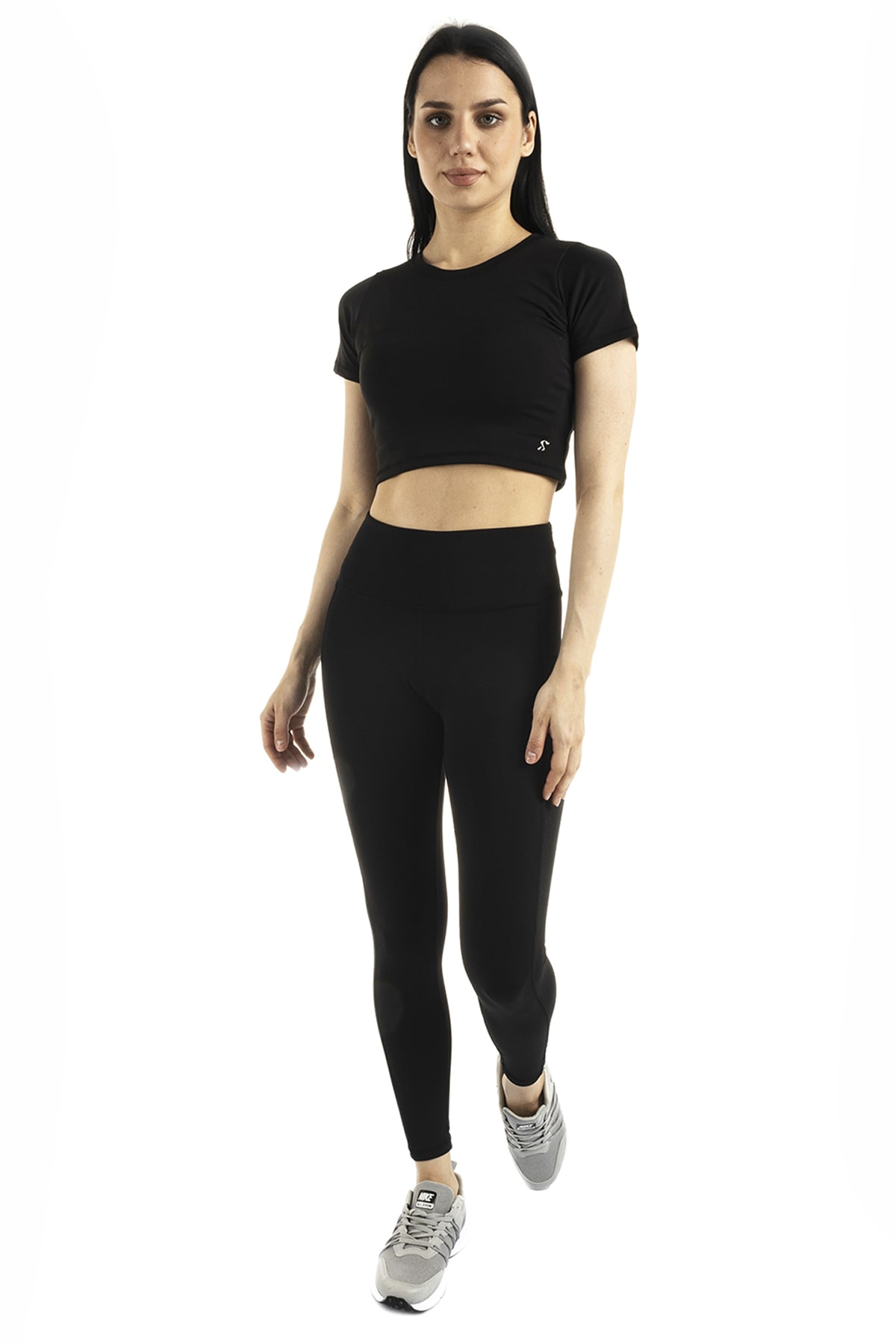 The Step Sports Kadın Siyah Spocket Cepli Yüksek Bel Toparlayıcı, Sıkılaştırıcı Yoga Tayt 25\