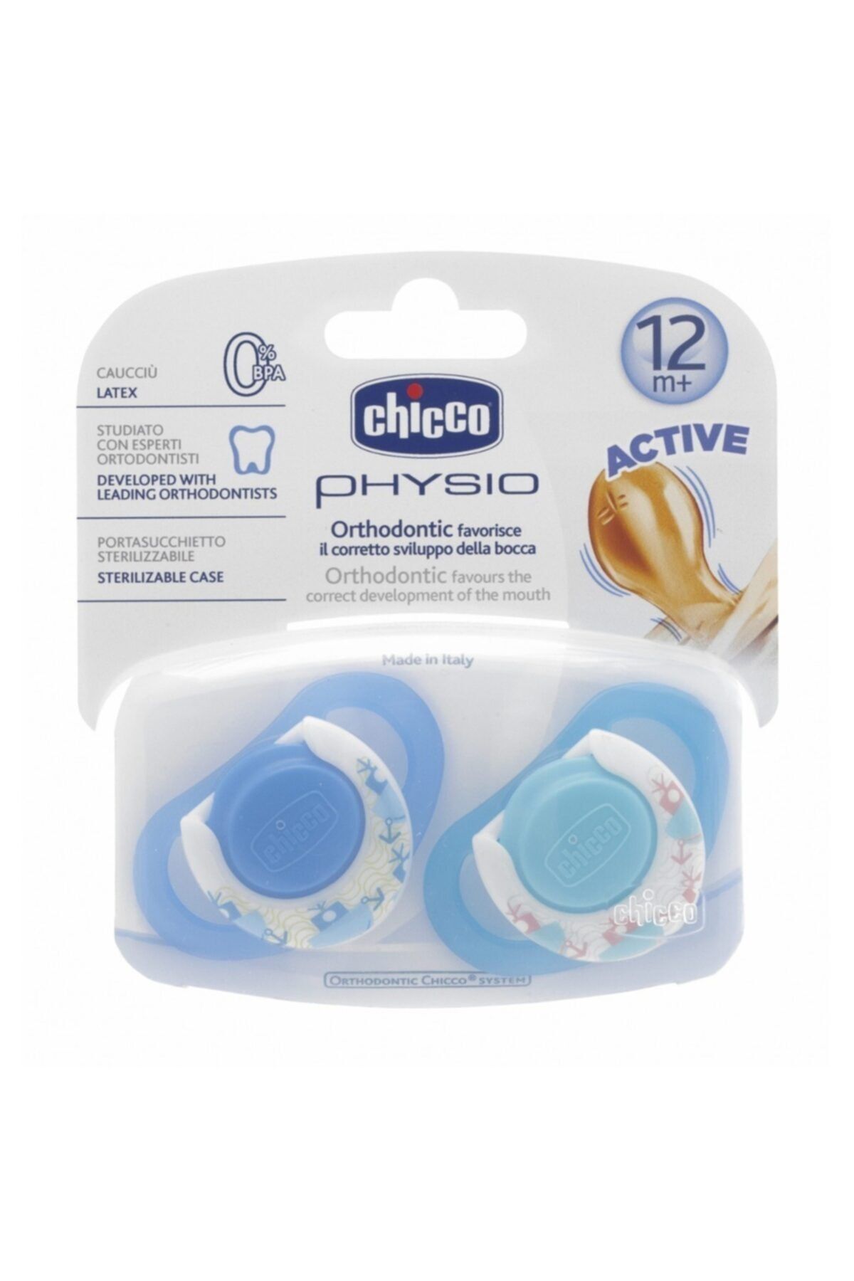 Me Toys Chicco 2 Li Physio Kauçuk Emzik 12 Ay+ Erkek