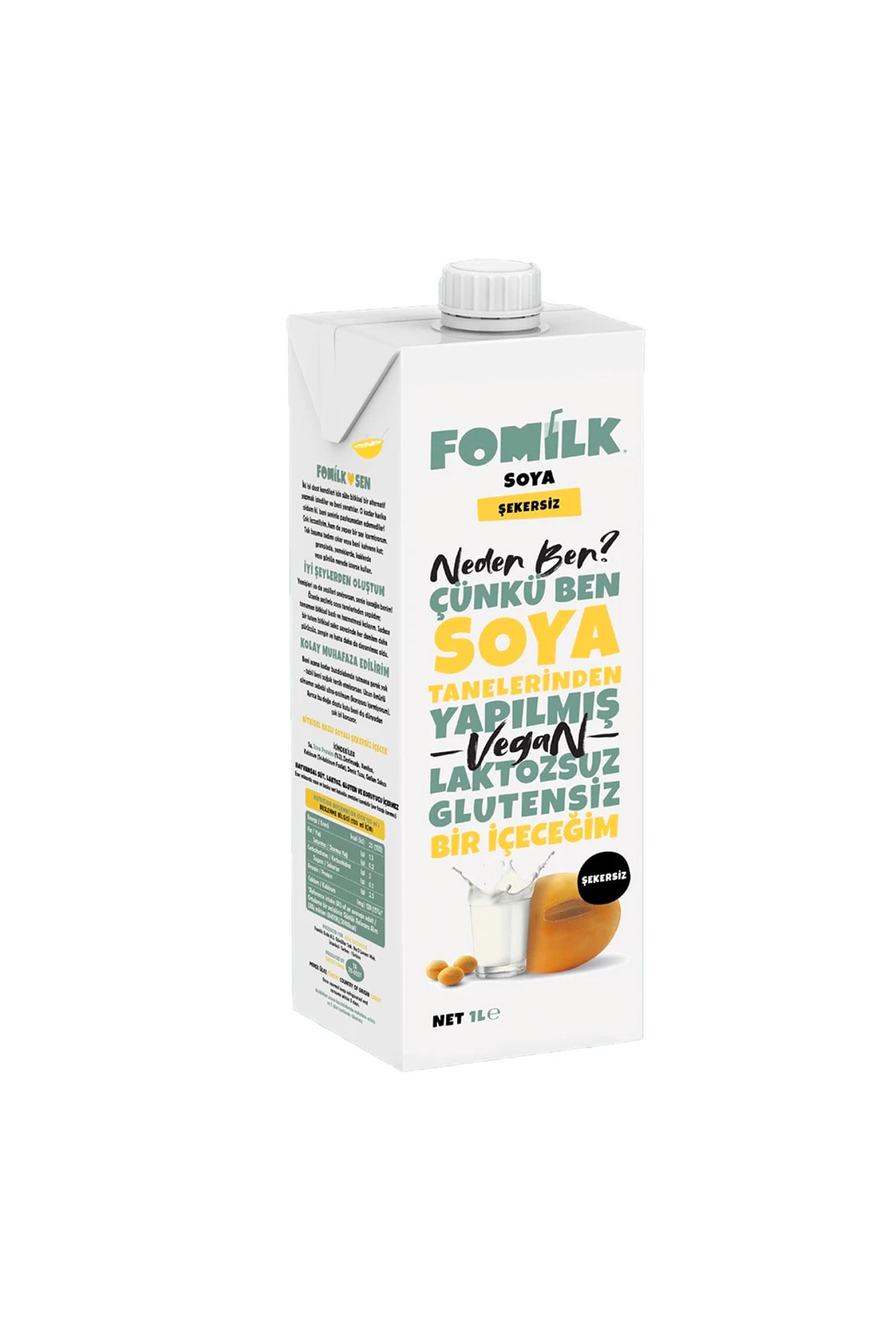 Fomilk Şekersiz Soya Sütü 1 L