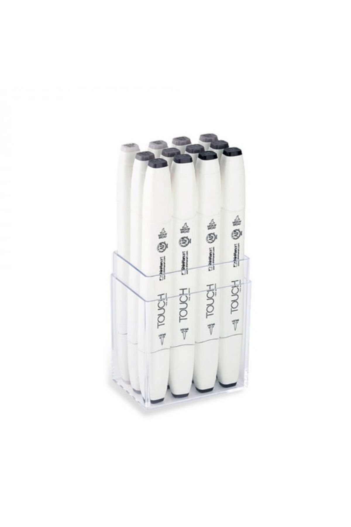Touch Twin Brush Marker Fırça Uçlu Marker Seti 12 Renk Sıcak Griler