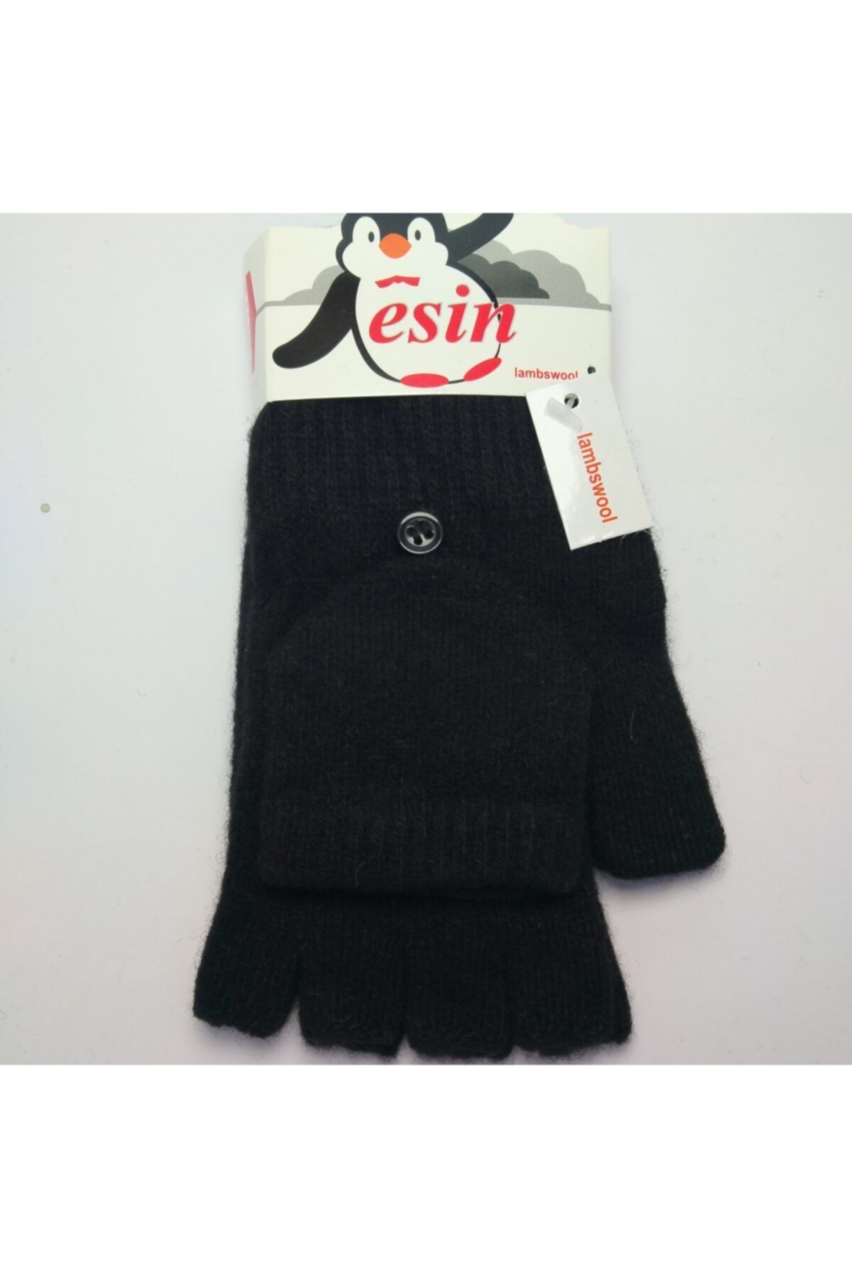 ESİN Kadın Lambswool (kuzu Yünü) Kapaklı Eldiven Siyah