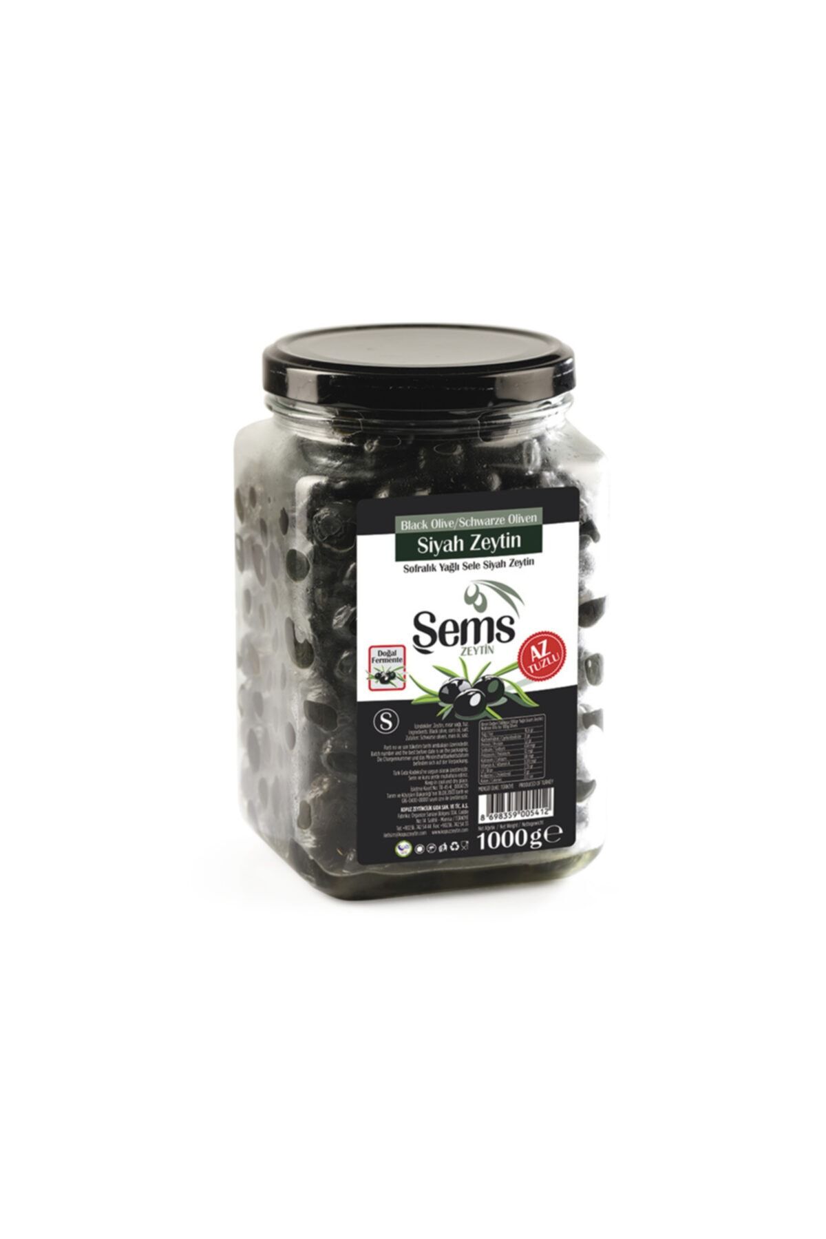 Sems Az Tuzlu Siyah Zeytin 291-320 Cam 1000 Gr