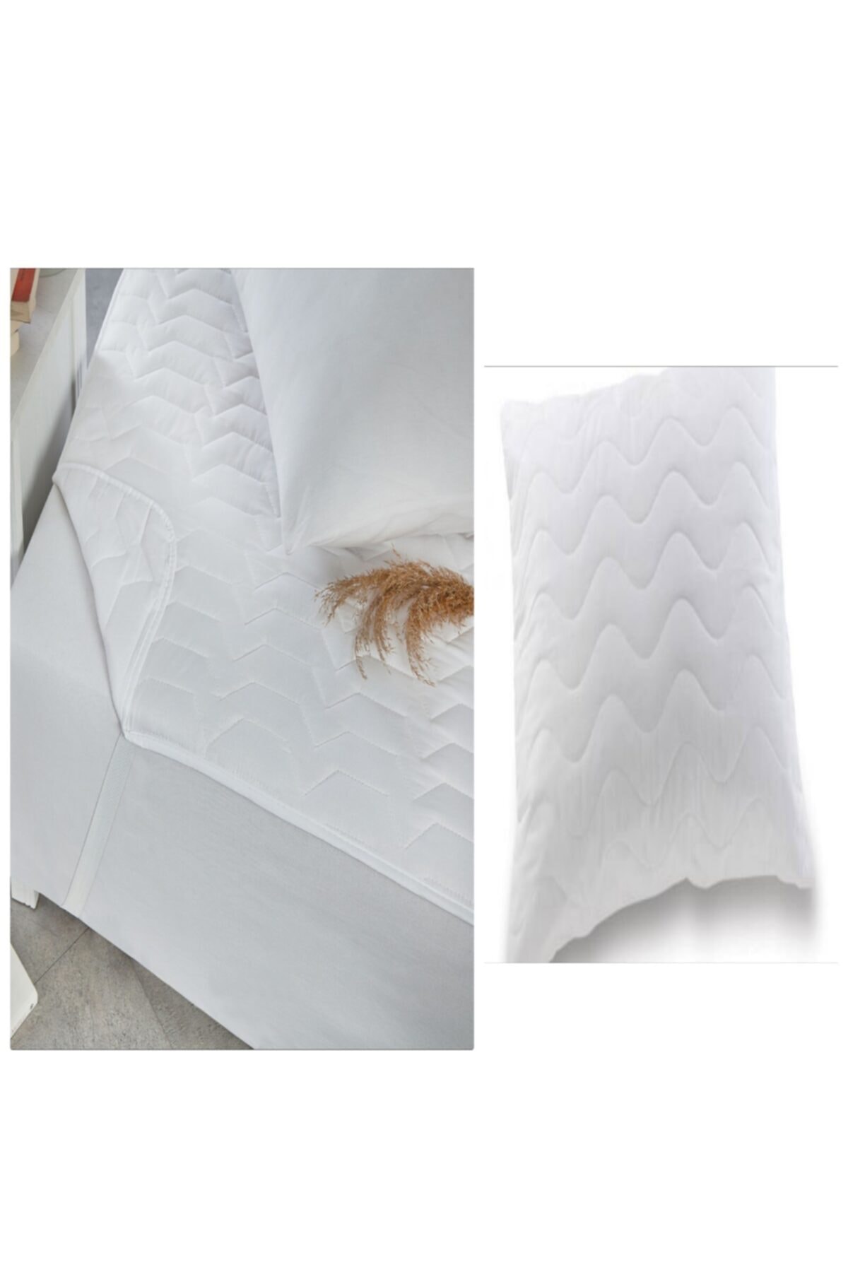 Roi Tekstil 150x200 Yatak Koruyucu Alez 2 Adet 50x70 Kapitoneli Yastık Alezi