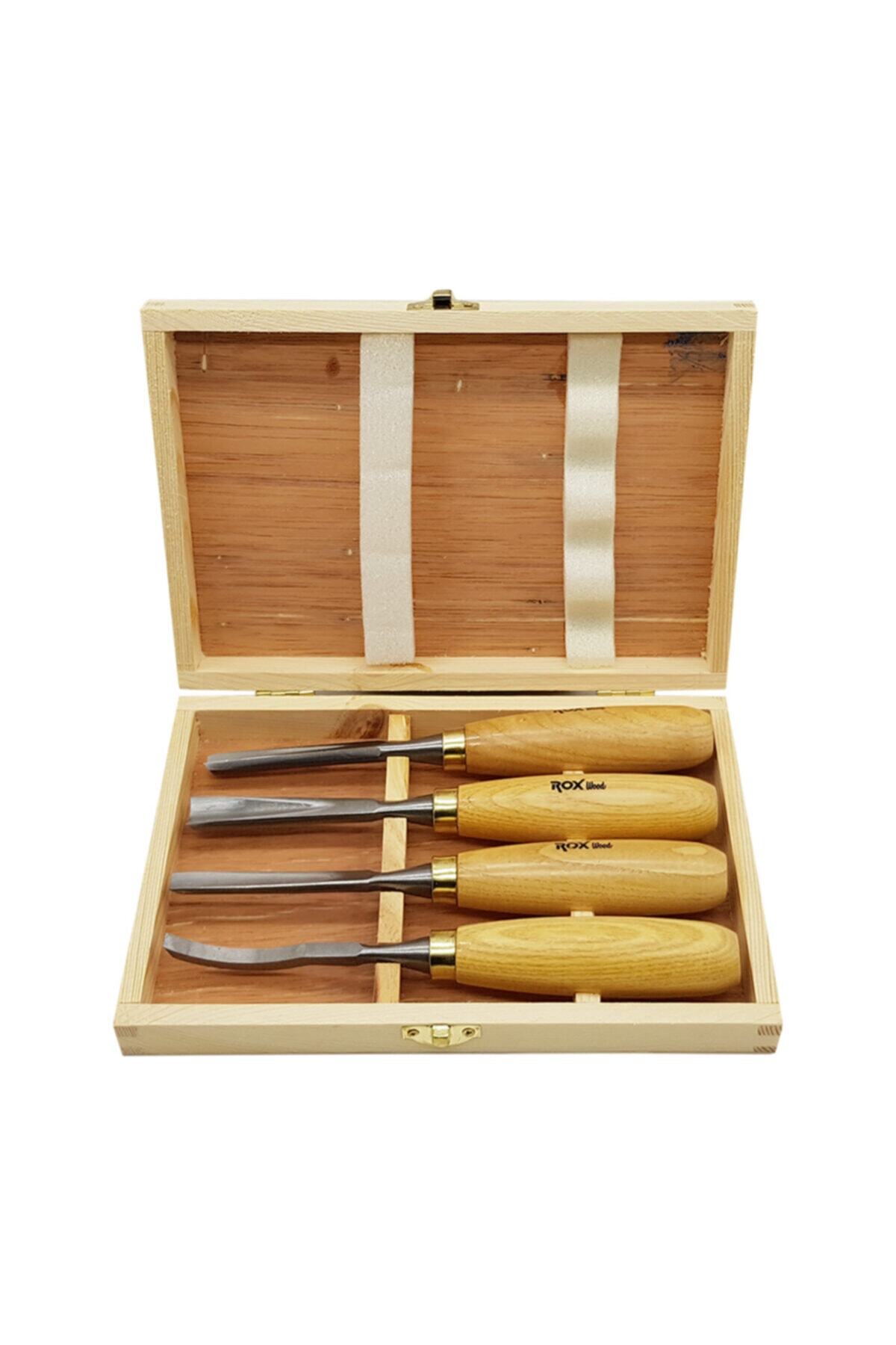 Rox Wood 9076 Ahşap Oyma Iskarpela Seti 4 Parça Ahşap Kutulu
