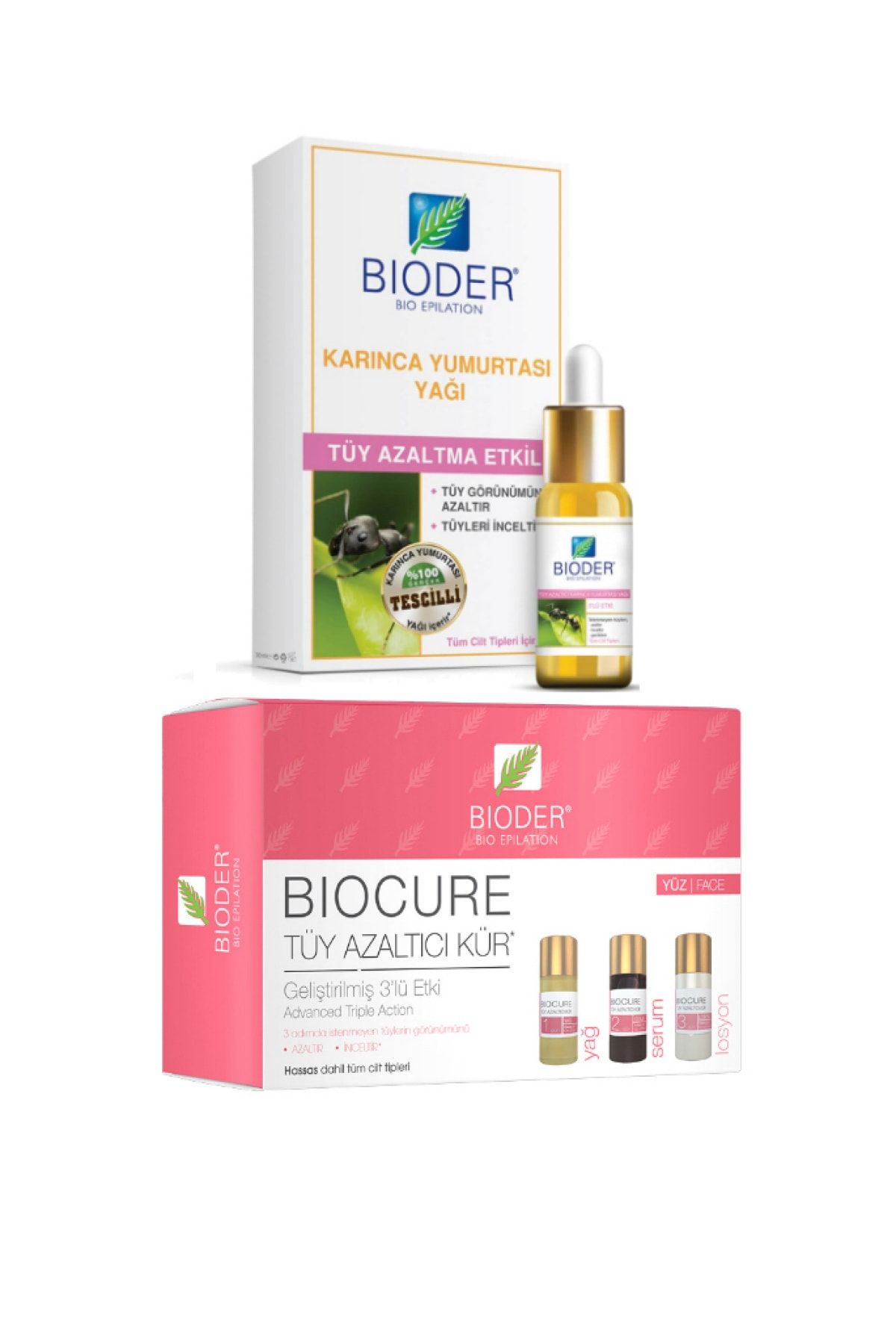 Bioder Karınca Yumurtası Yağı 30ml Tüy Azaltıcı Tüy Azaltıcı Yüz Serum 3 Adet 5ml