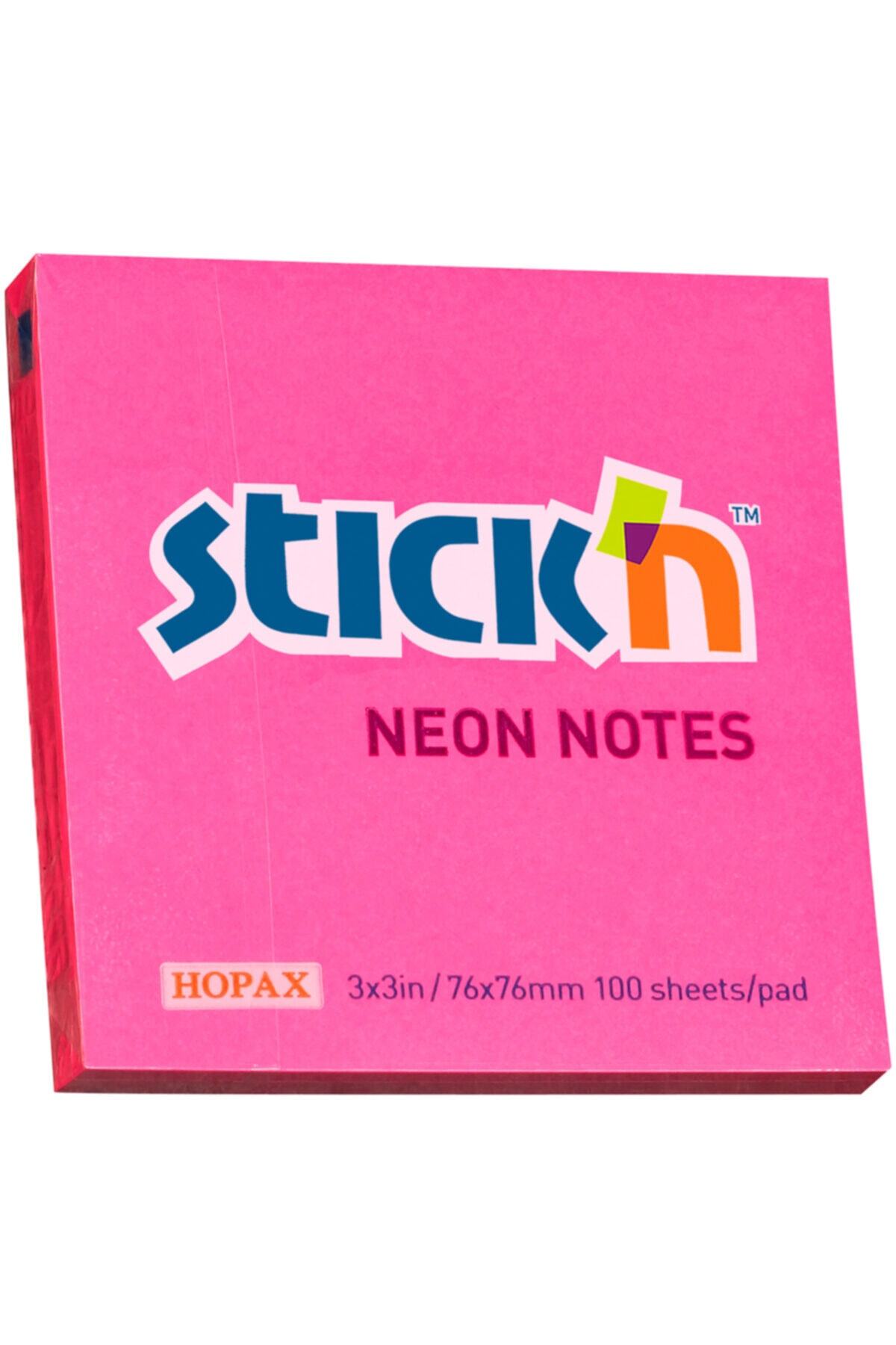 Hopax Stickn 21165 Yapışkanlı Not Kağıdı 100 Yaprak 76mm X 76mm Fosforlu Pembe (12 Koçan)