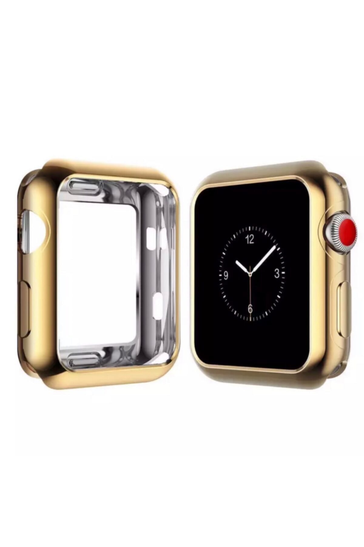 ucuzmi Apple Watch 1 2 3 4 5 6 Se Serisi ( 40mm ) 360 Tam Koruma Silikon Kılıf Premium Renk:gold