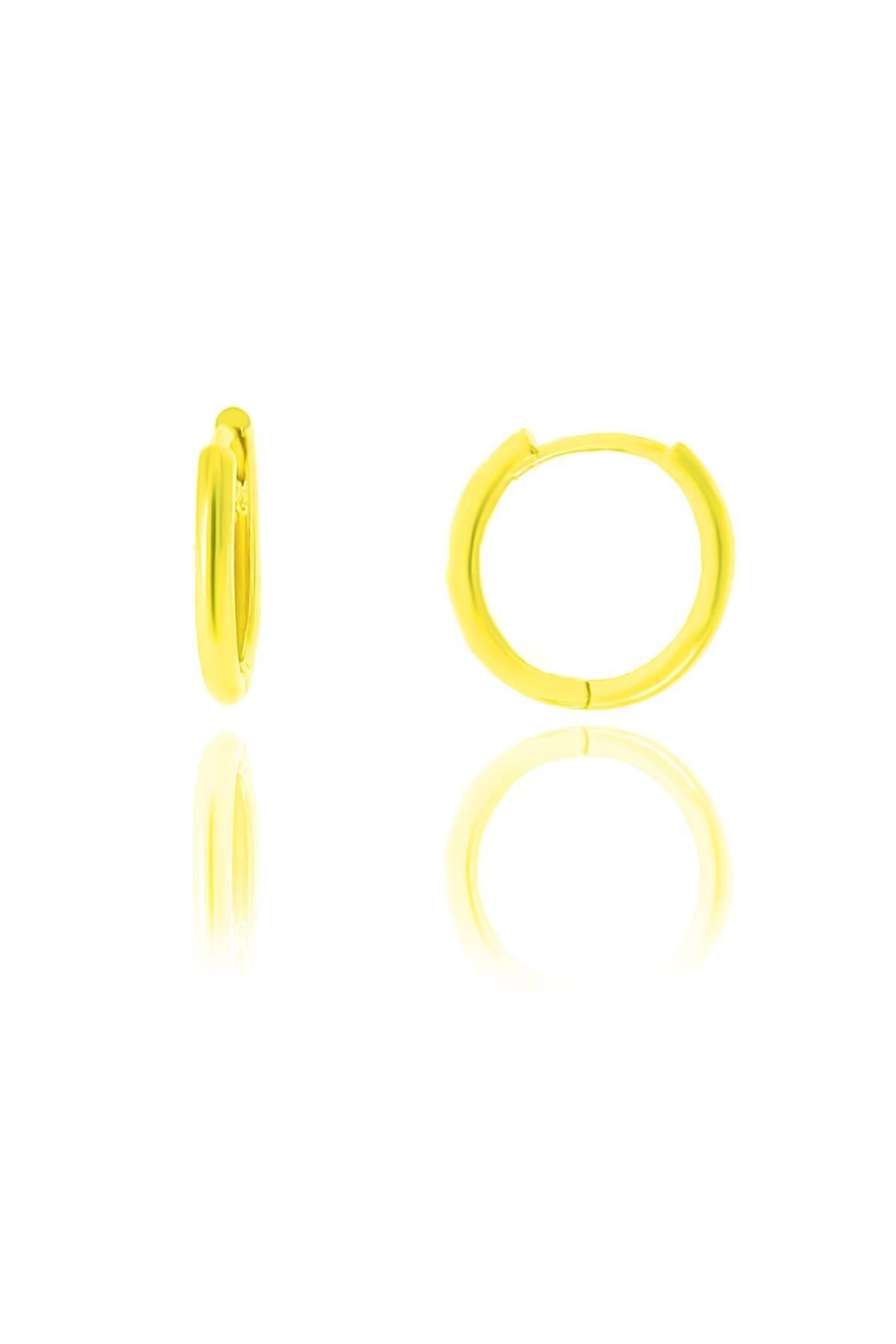 Söğütlü Silver Gümüş Altın Yaldızlı 14 Mm Halka Küpe