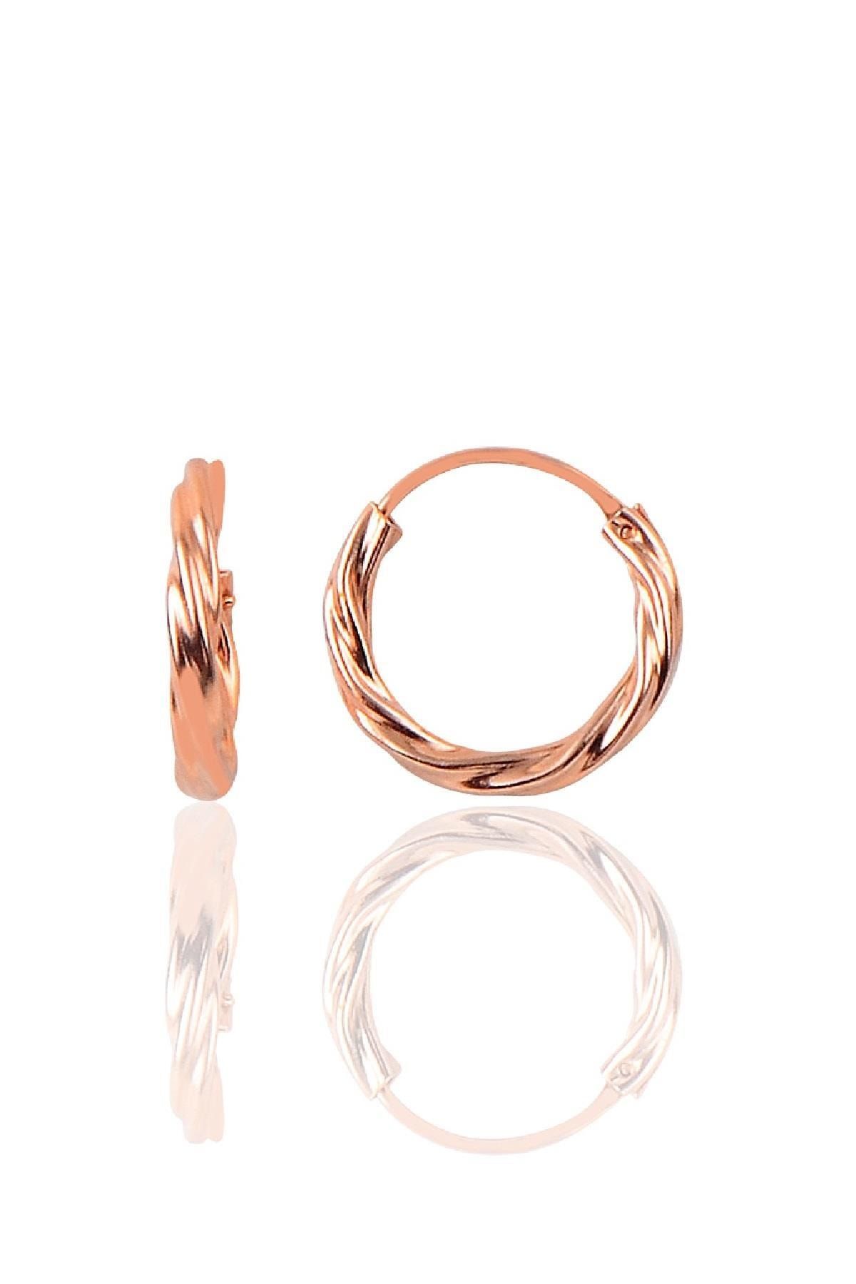 Söğütlü Silver Gümüş Rose 18 Mm Burgu Halka Küpe