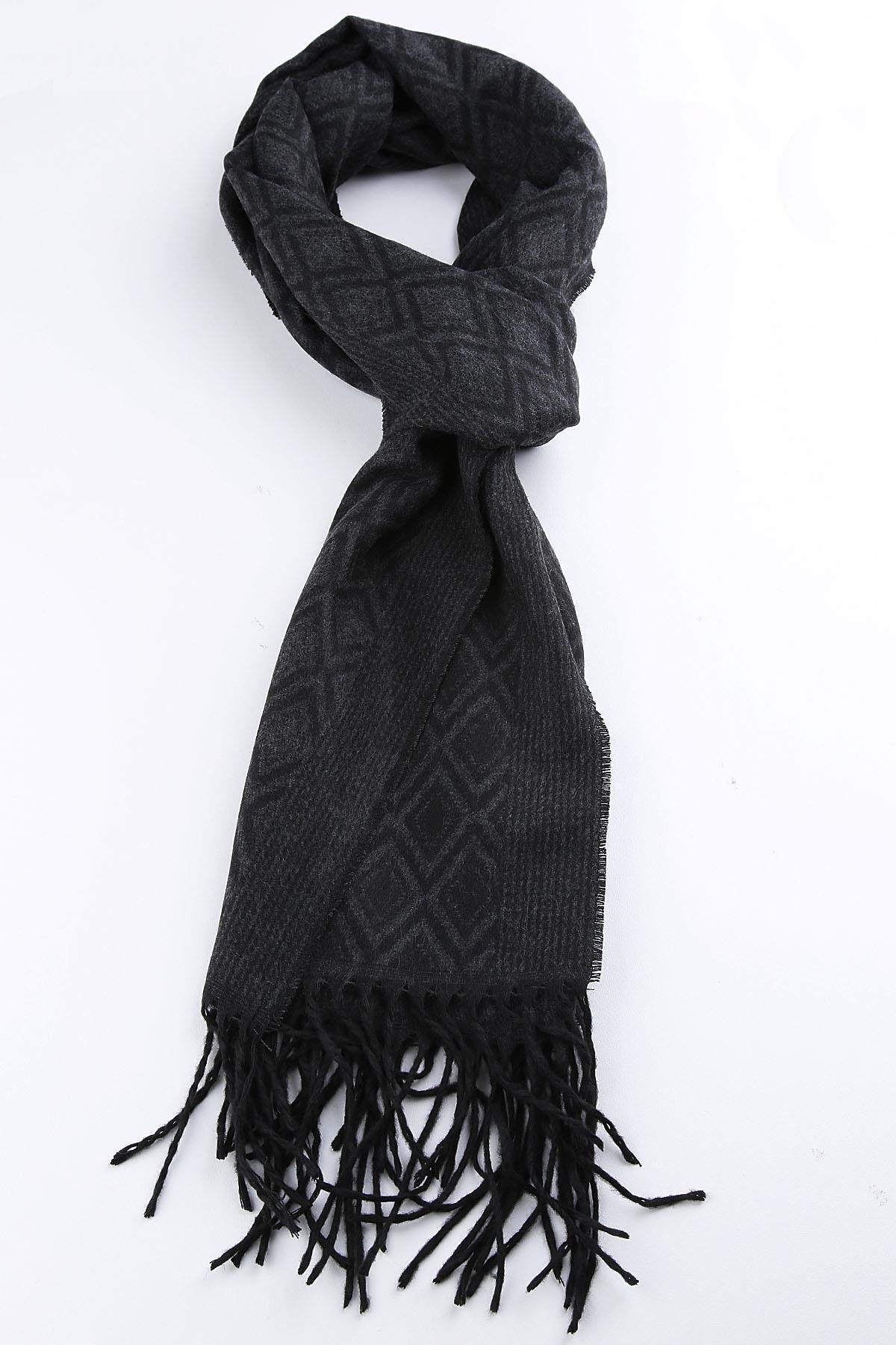 Kravatkolik Erkek Siyah Gri Kaşkol K214