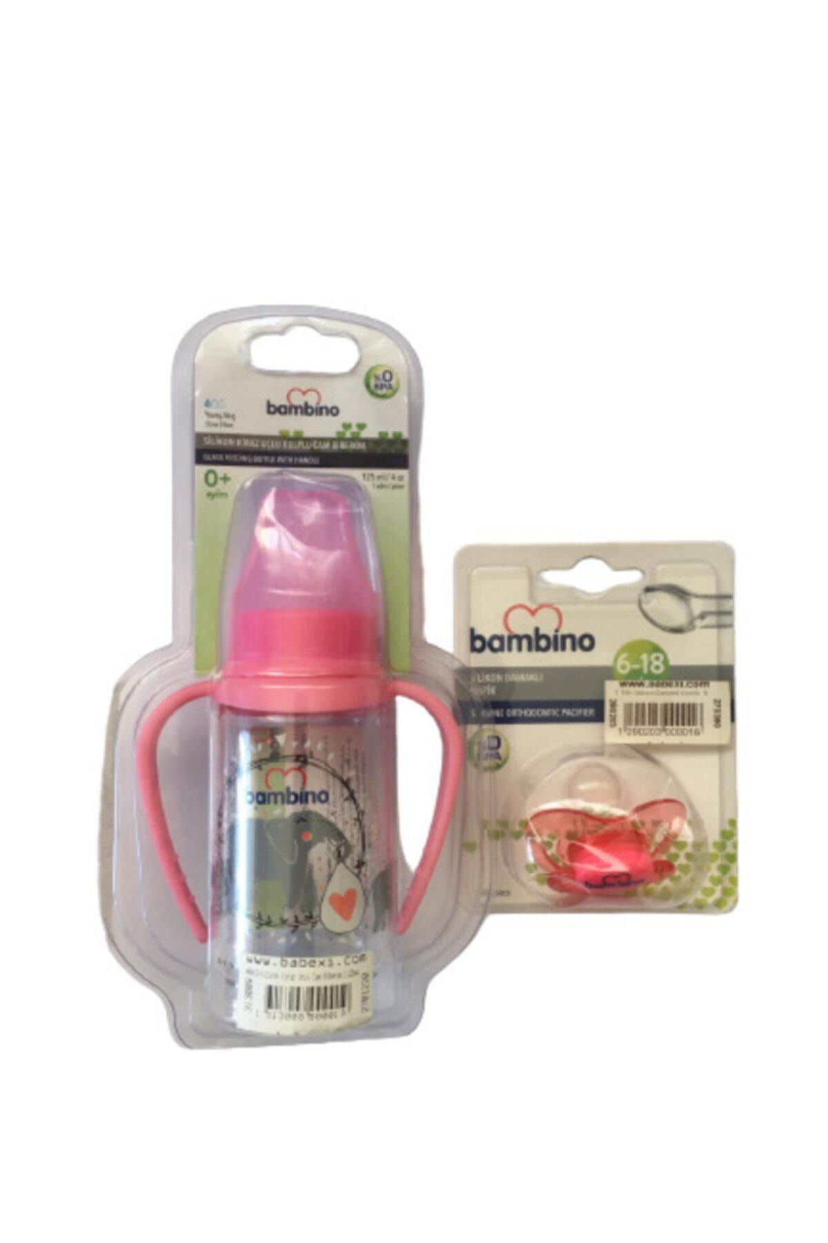Bambino Silikon Kiraz Uçlu Cam Biberon 125 ml