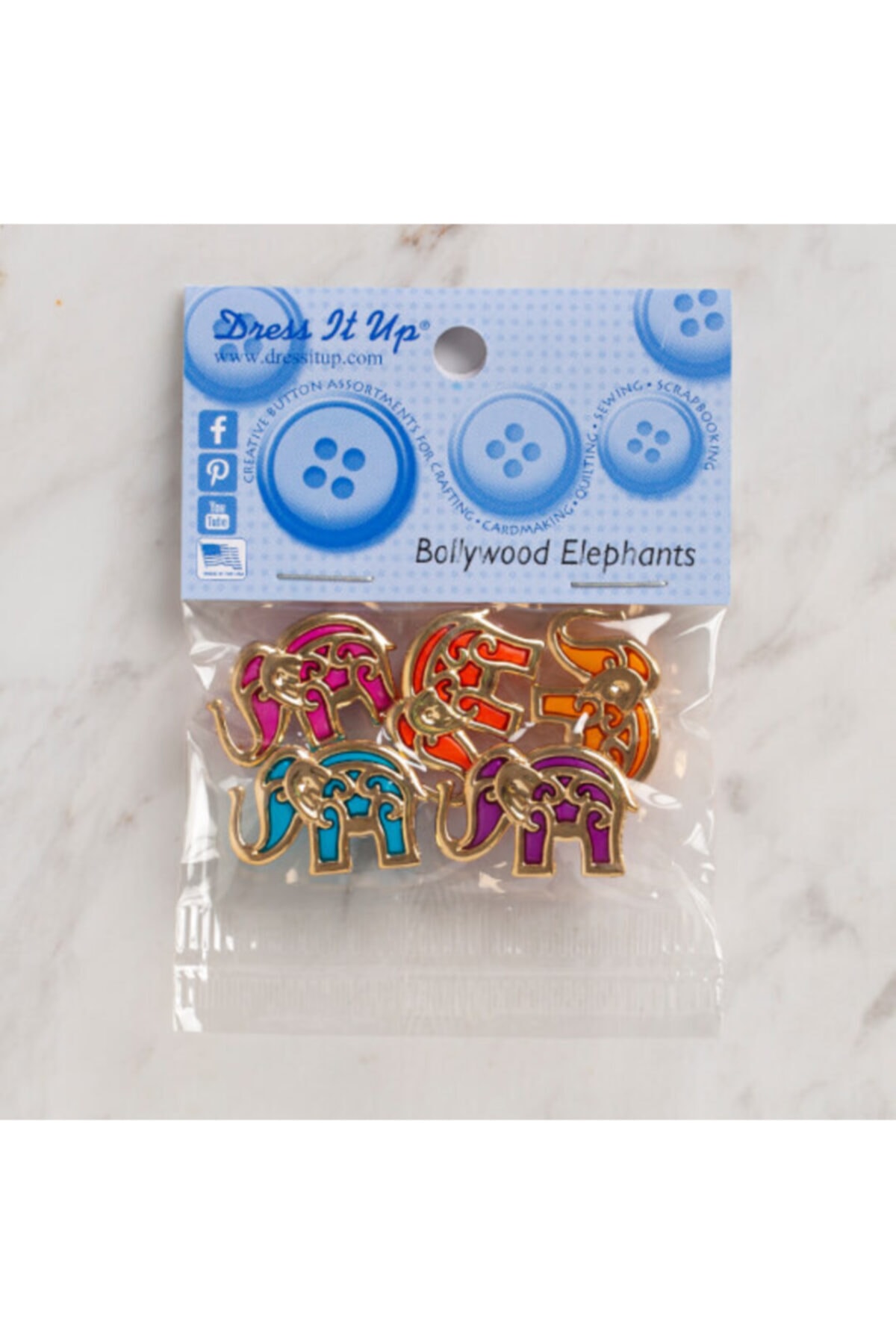 Dress it Up Aksesuar Düğme ( Bollywood Elephants)