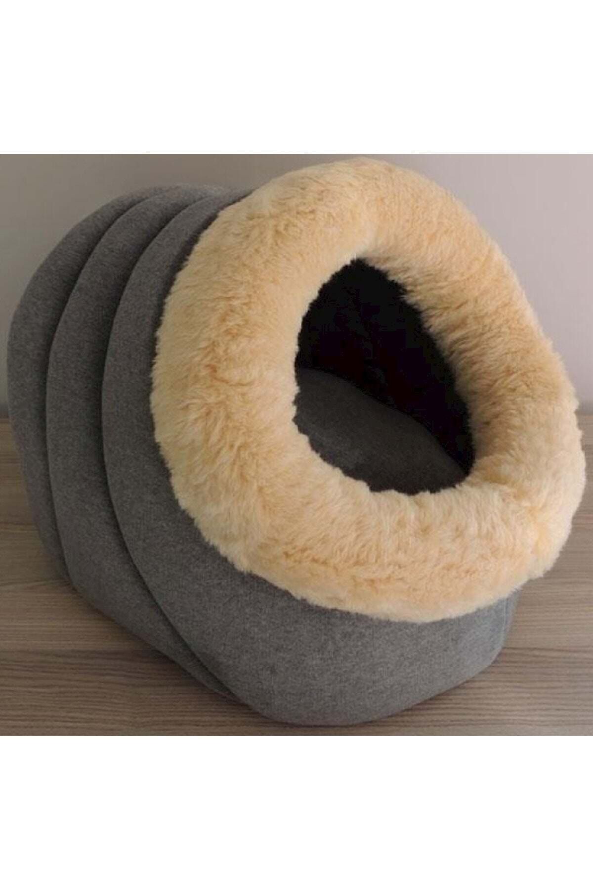 PetGross Bedspet Polar Kedi Yatak Mağara Yuvası Yıkanabilir Gri 40x44x32