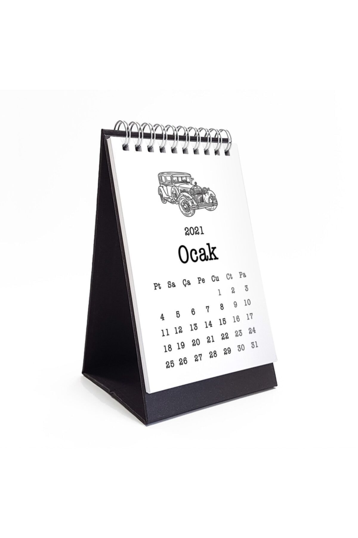 bi'aldım Siyah Beyaz Klasik Arabalar Masa Takvimi